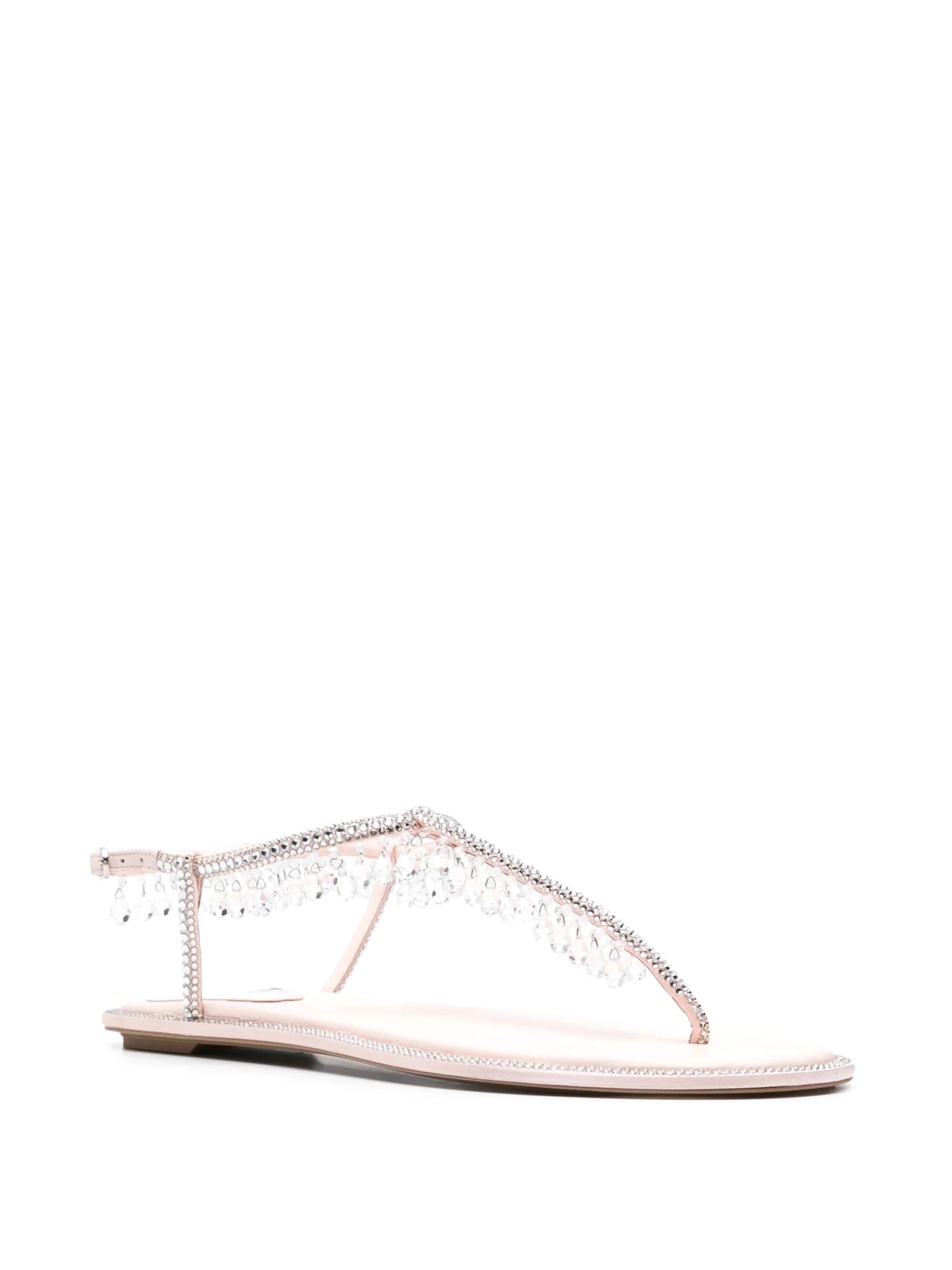 Shop René Caovilla Pink Diana Sandals With Crystals