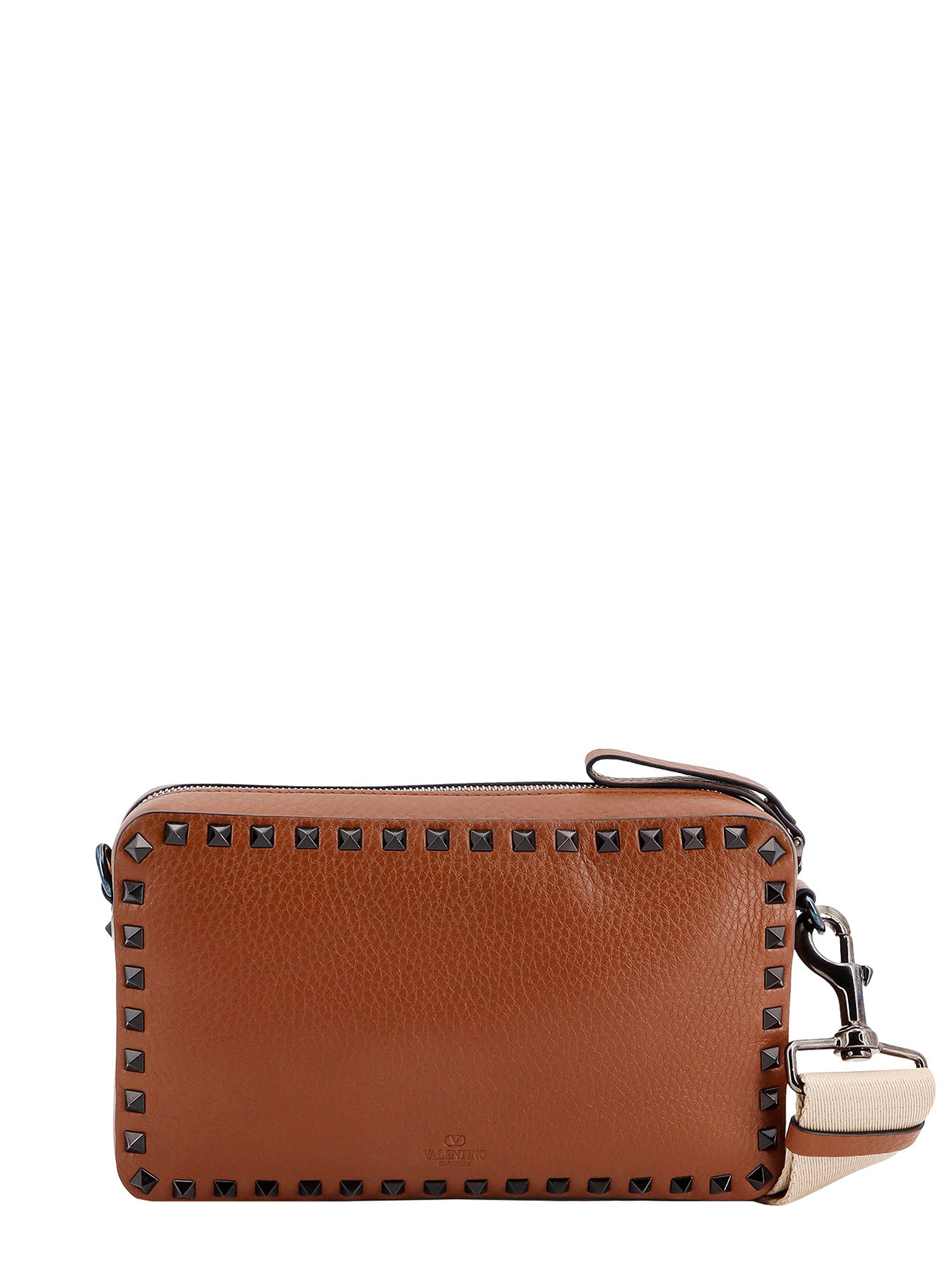 Shop Valentino Rockstud Shoulder Bag In Brown