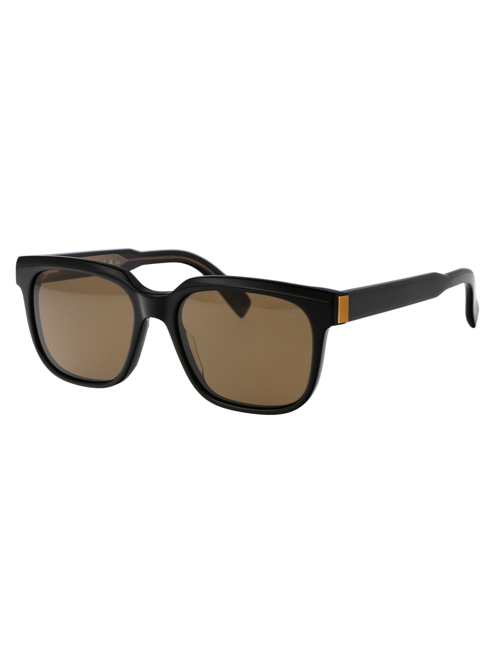 Shop Dunhill Du0002s Sunglasses In 001 Black Black Brown