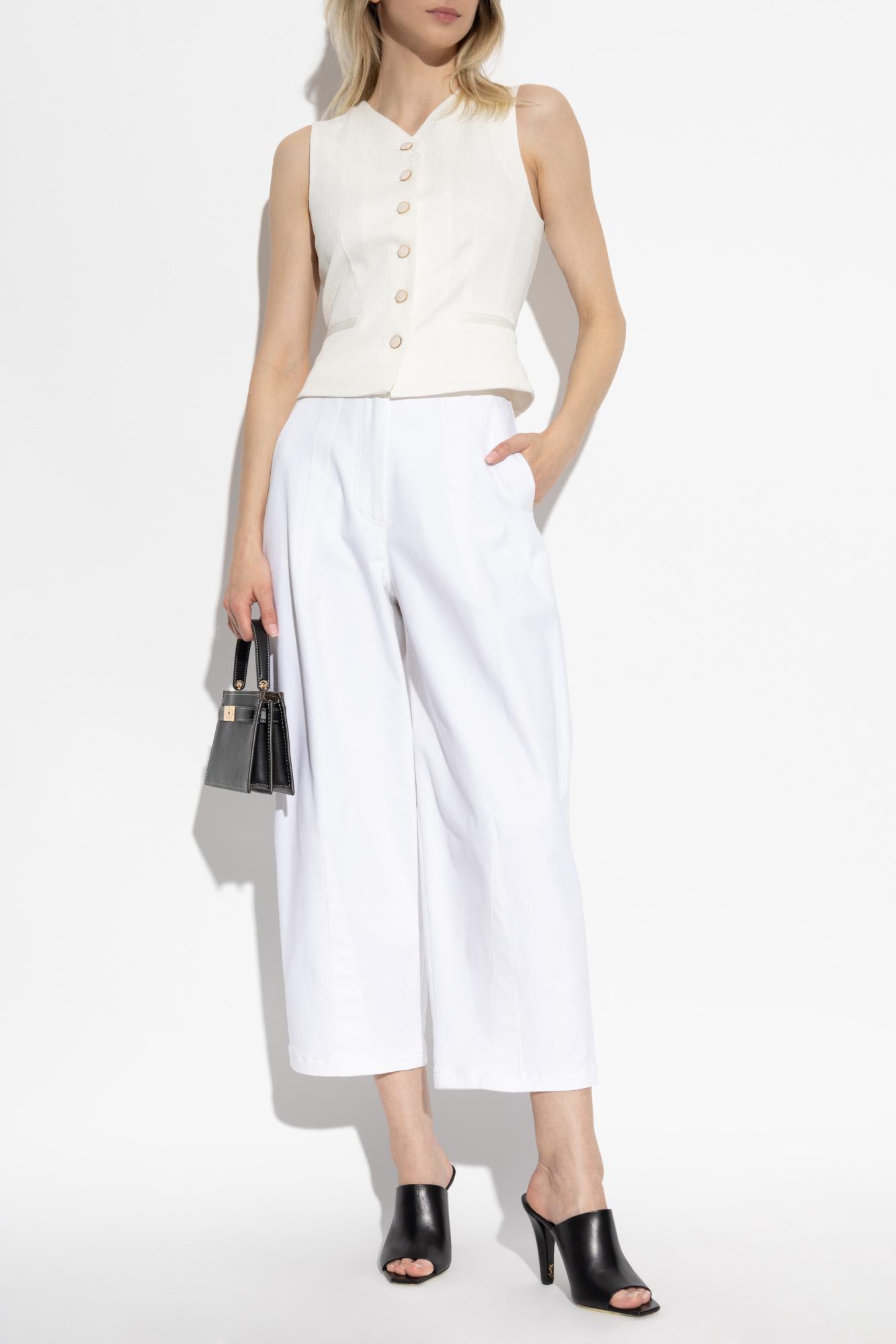 Shop Max Mara Pants Mina In White