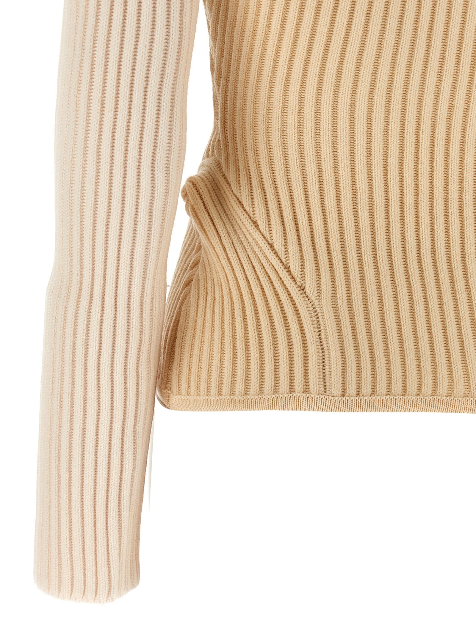 Jean Paul Gaultier Women Ribbed Corset Sweater In Gold