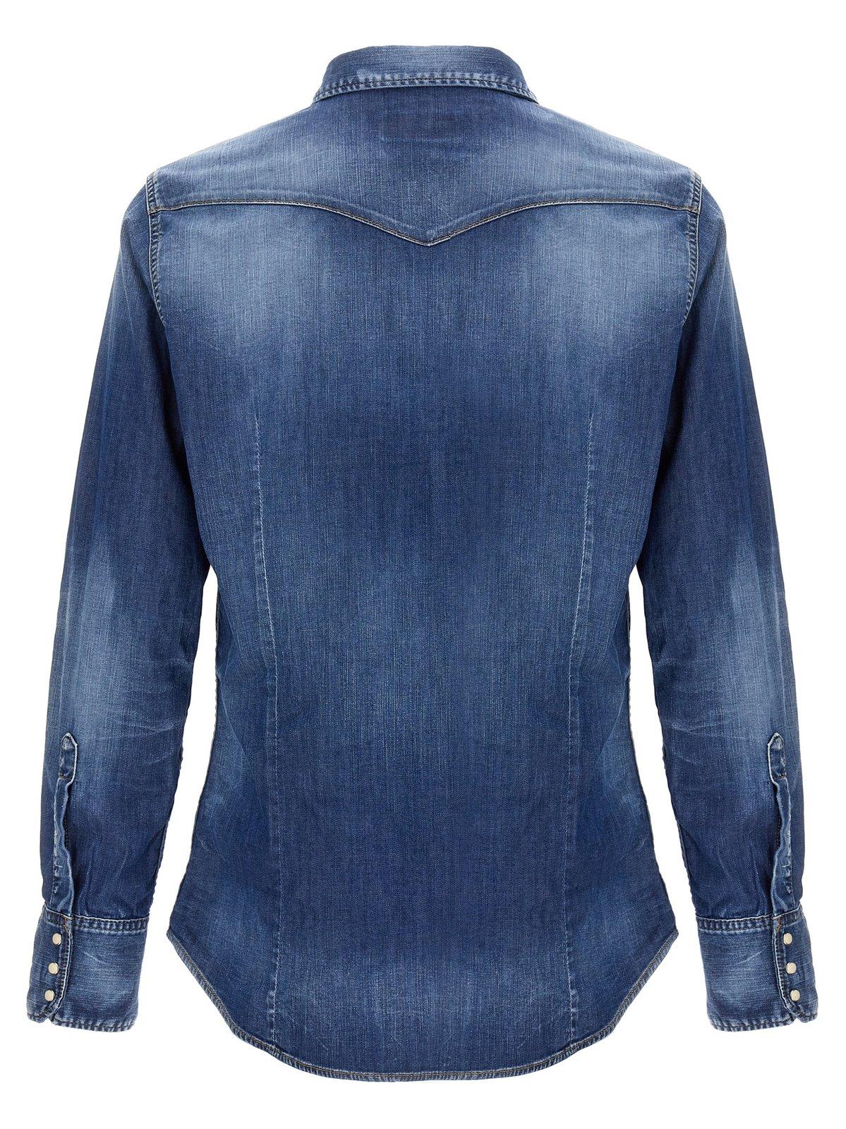 Shop Dsquared2 Buttoned Denim Shirt In Blue