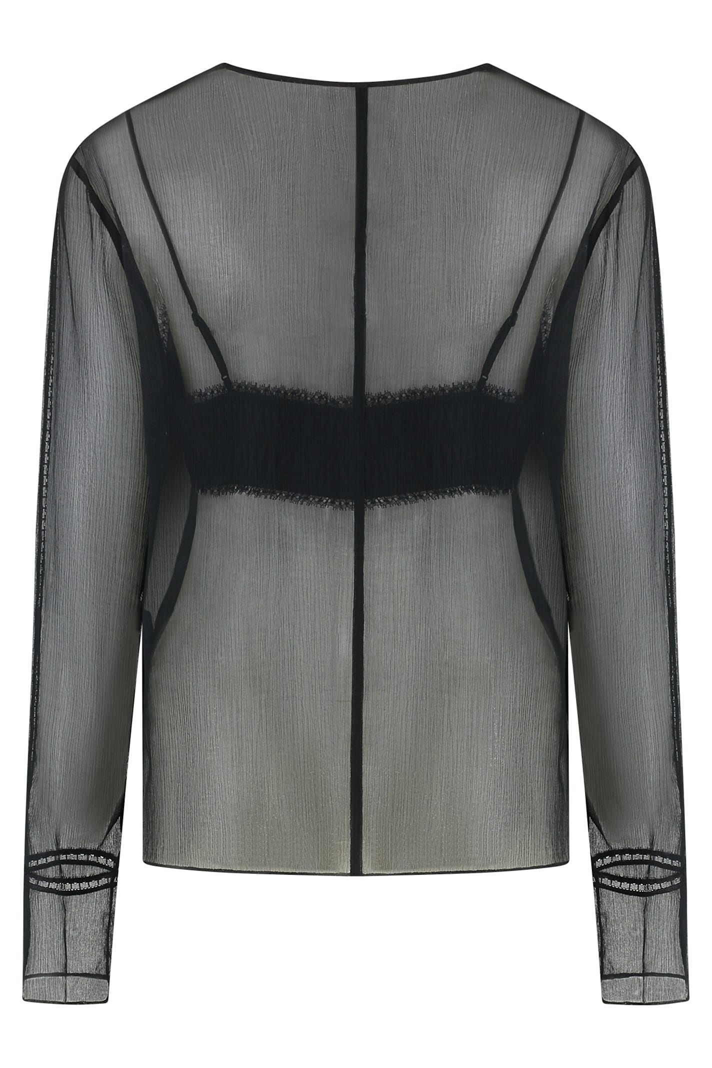 Vince Chiffon Blouse In Black