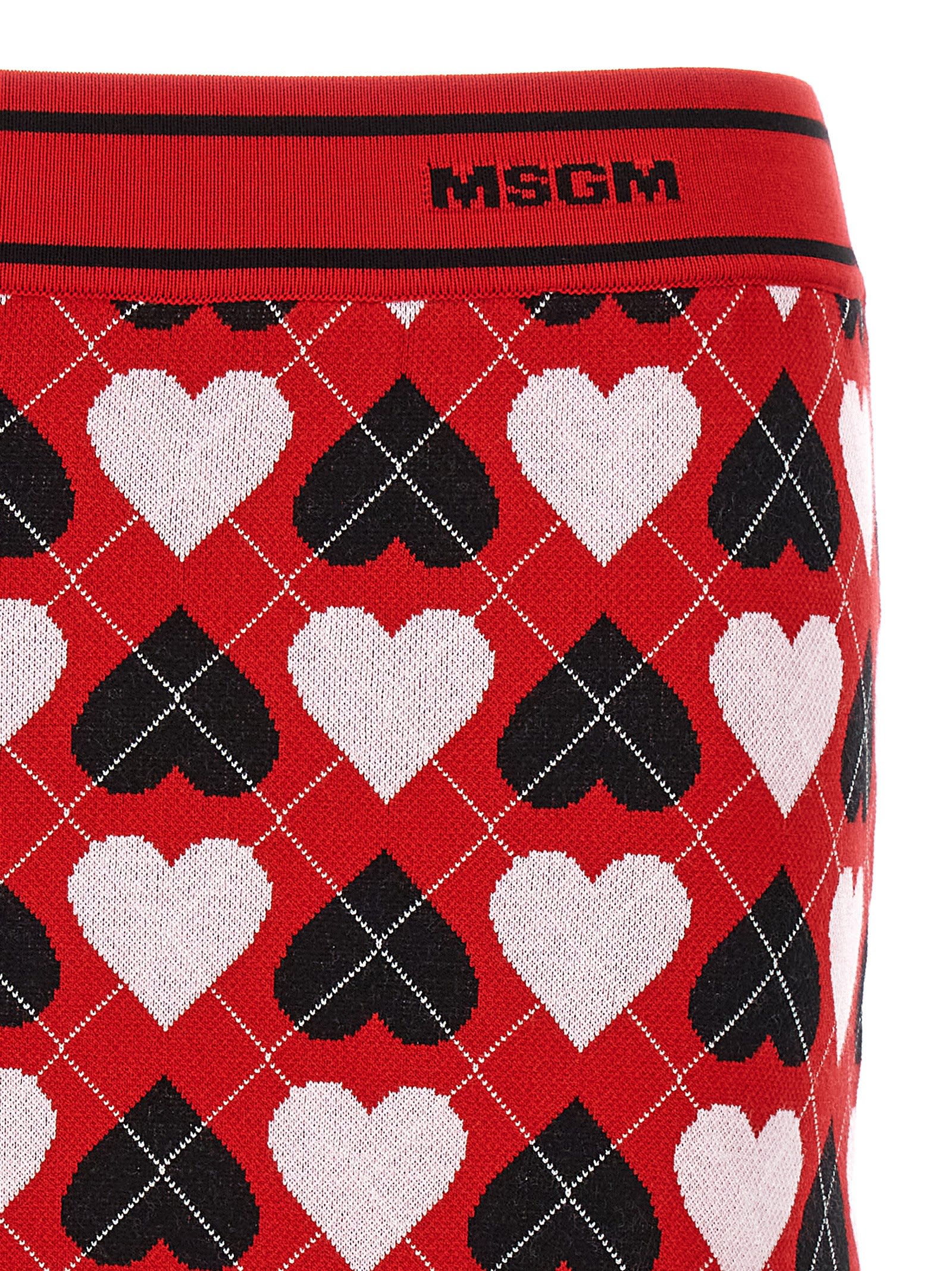 Shop Msgm Hearts Skirt In Multicolor