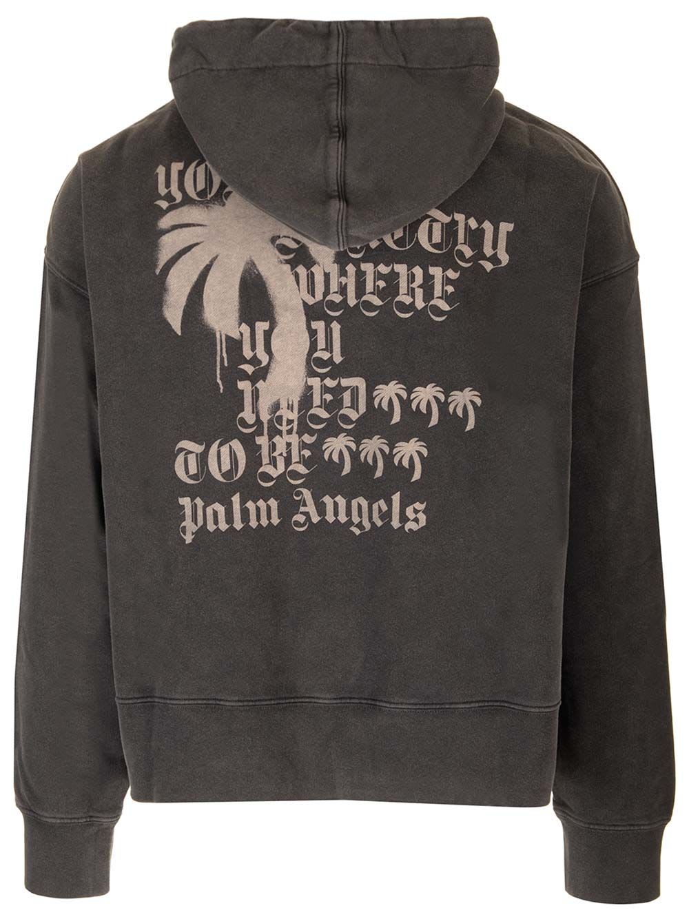 Shop Palm Angels Statement Monogram Hoodie In Black