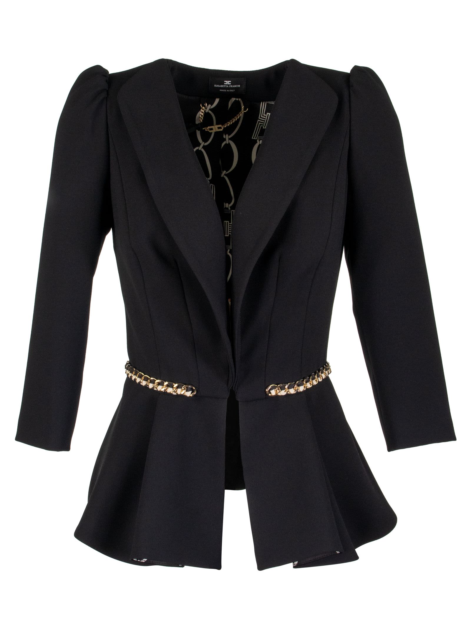 Elisabetta Franchi Celyn B. Jacket With Chain Insert In Black