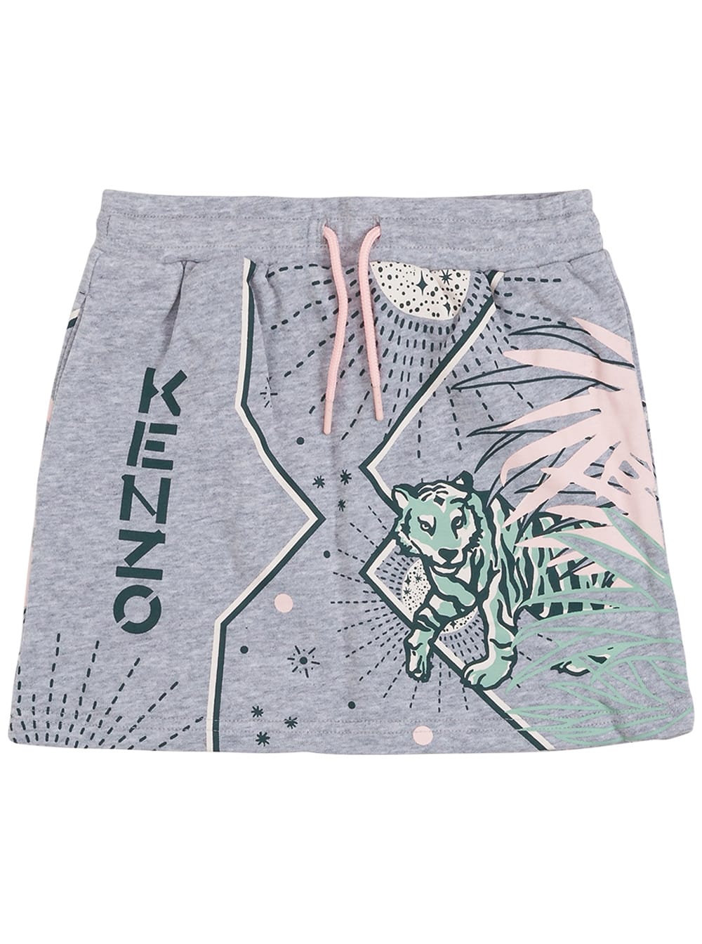 Kenzo Kids Grey Cotton Skirt With Logo Print
