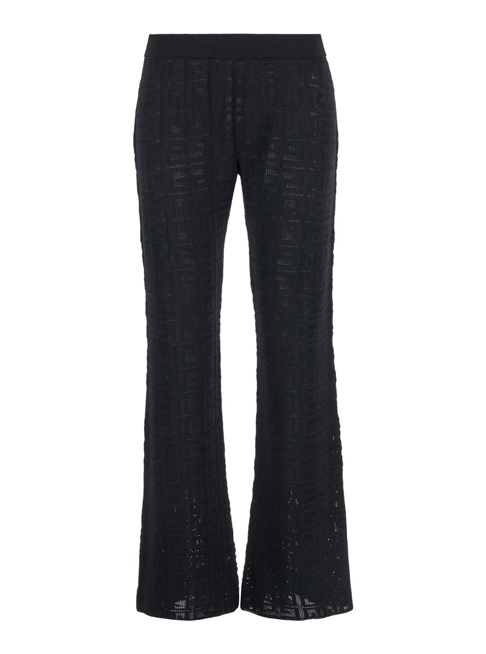 Shop Givenchy Black Flared Leg Pants With 4g Logo All-over In Viscose Blend Woman