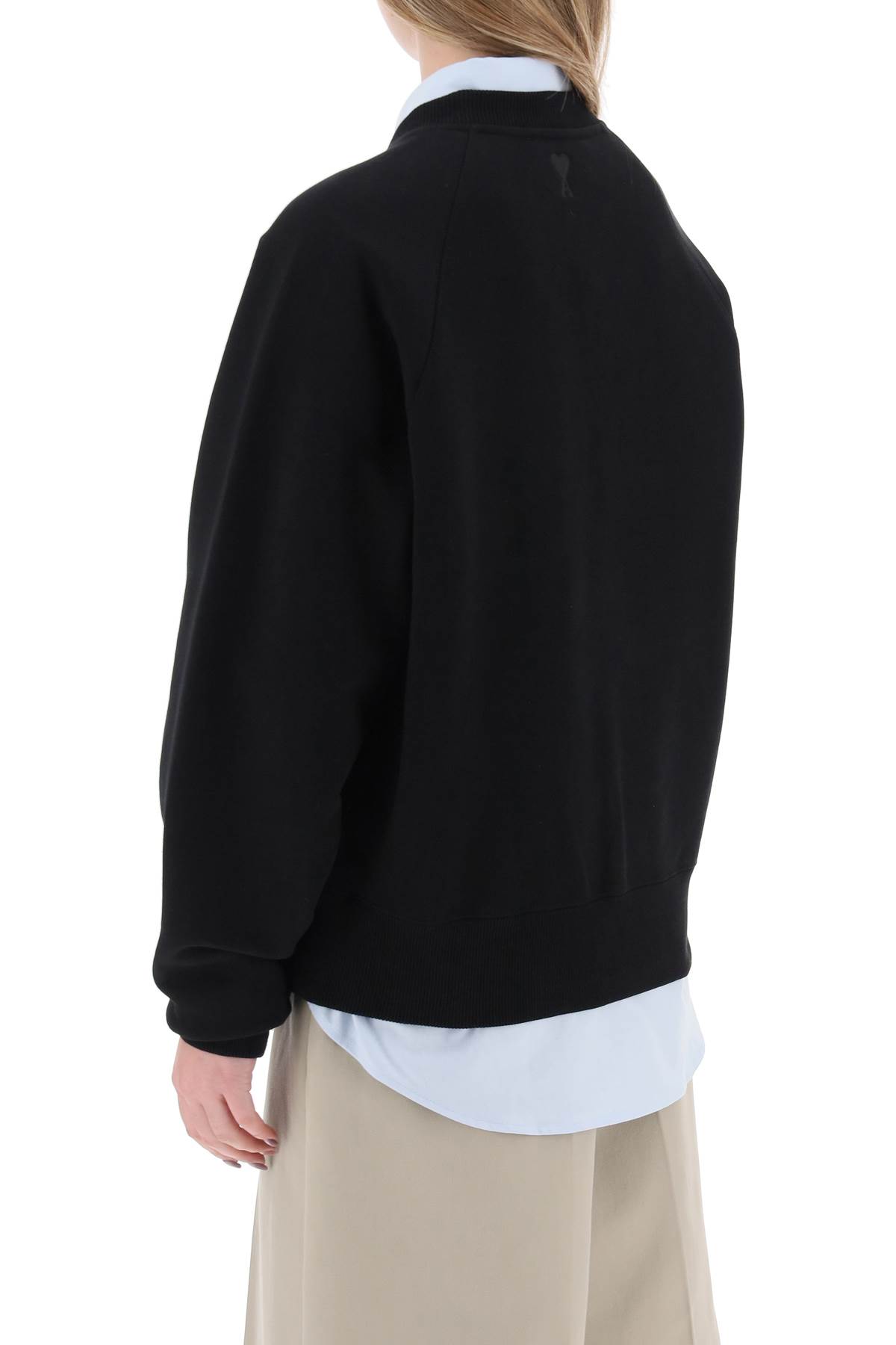 Shop Ami Alexandre Mattiussi Organic Cotton Crewneck Sweatshirt In Black