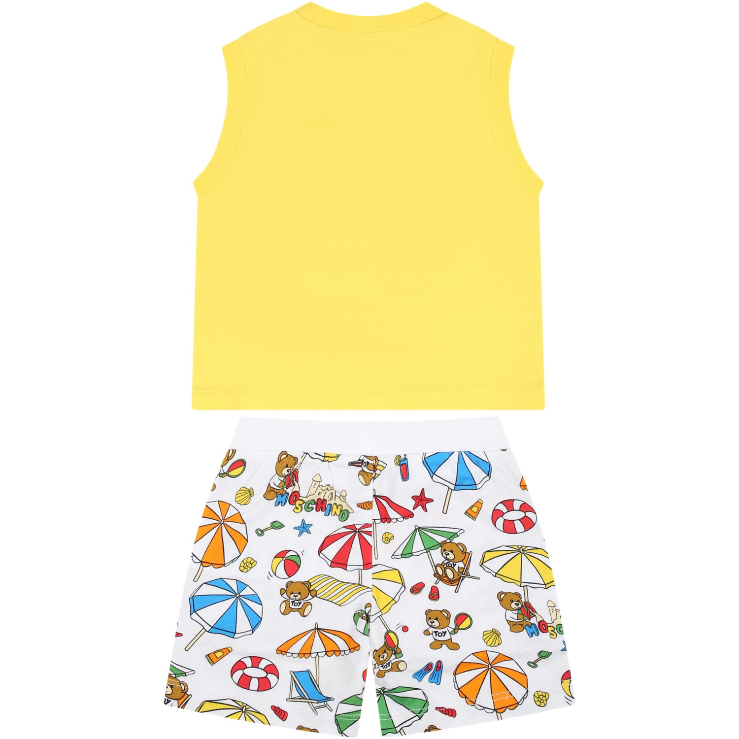 Moschino Yellow Sports Suit For Baby Boy With Teddy Bear In Yellow