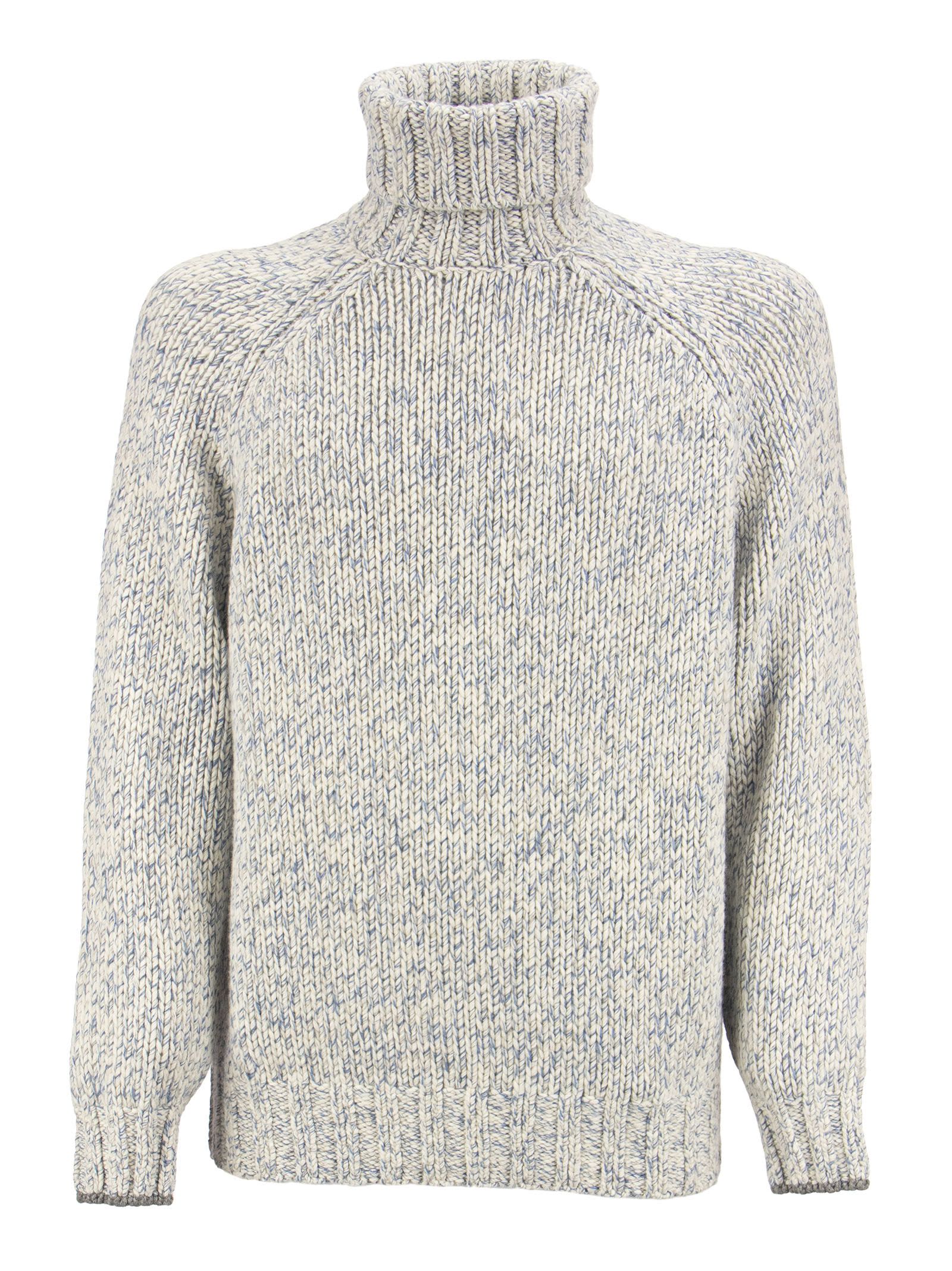 Brunello Cucinelli Chiné Turtleneck Sweater With Raglan Sleeves