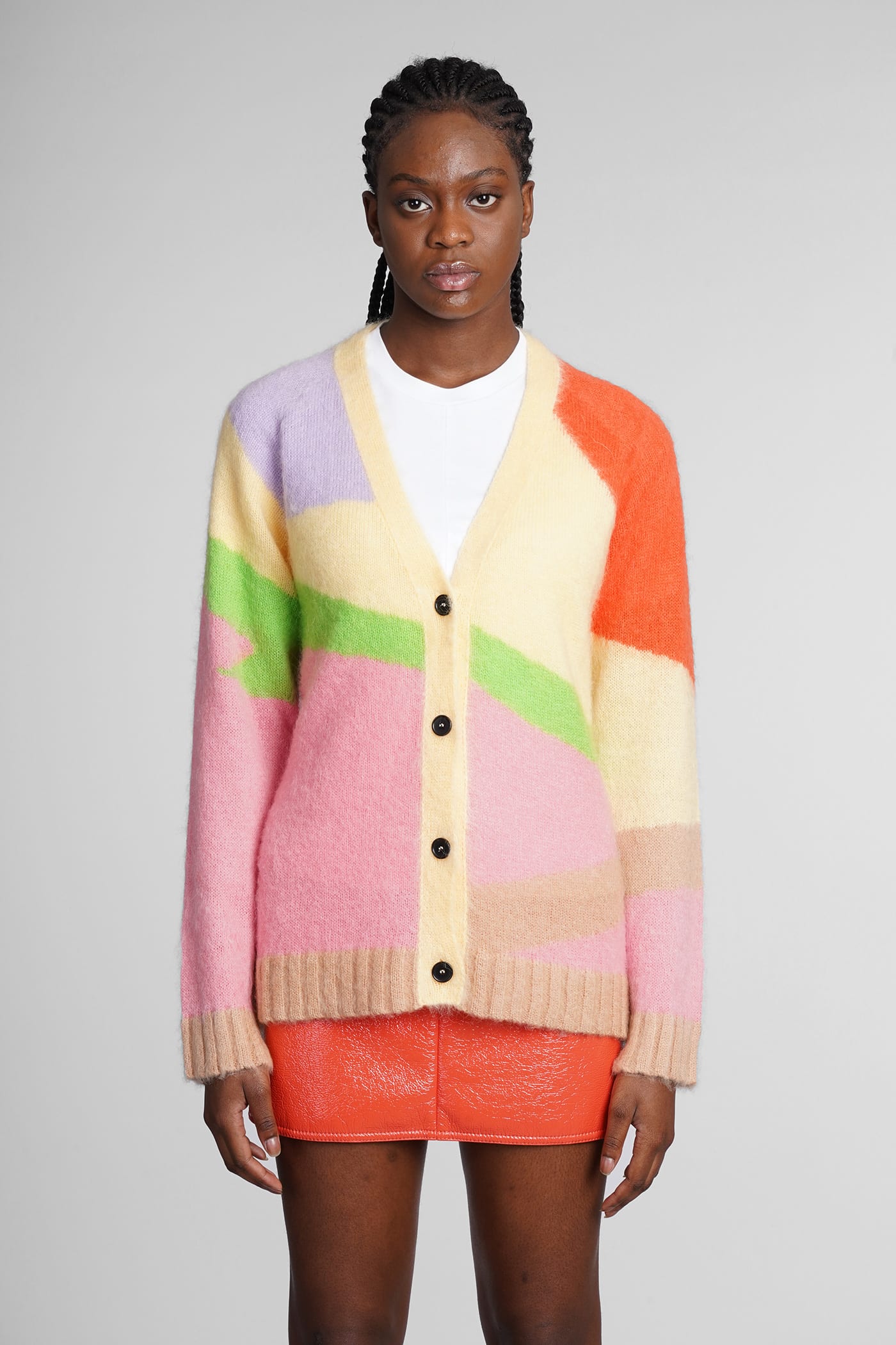 MSGM Cardigan In Multicolor Wool