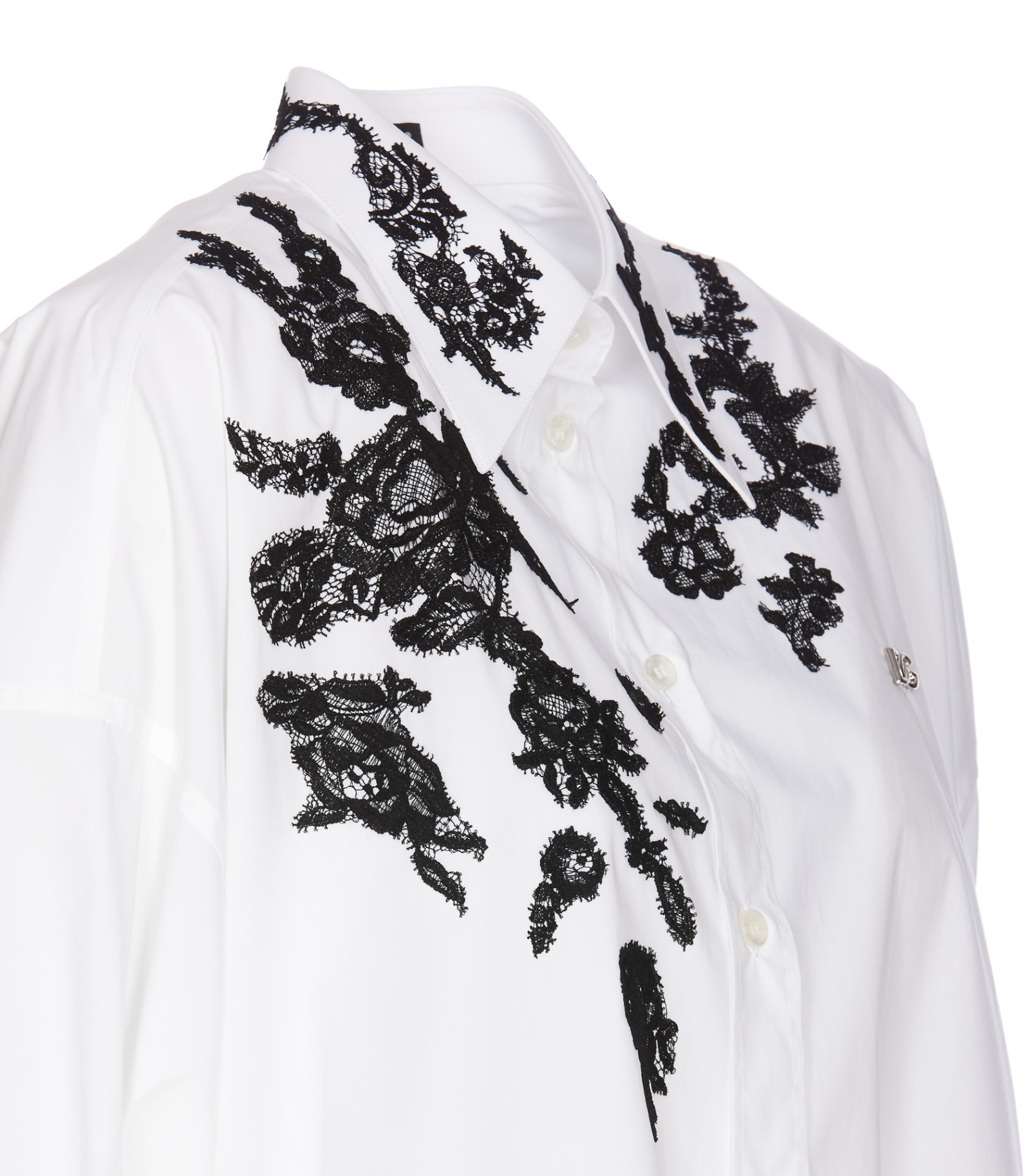 Shop Dolce & Gabbana Lace Appliques Oversize Shirt In White