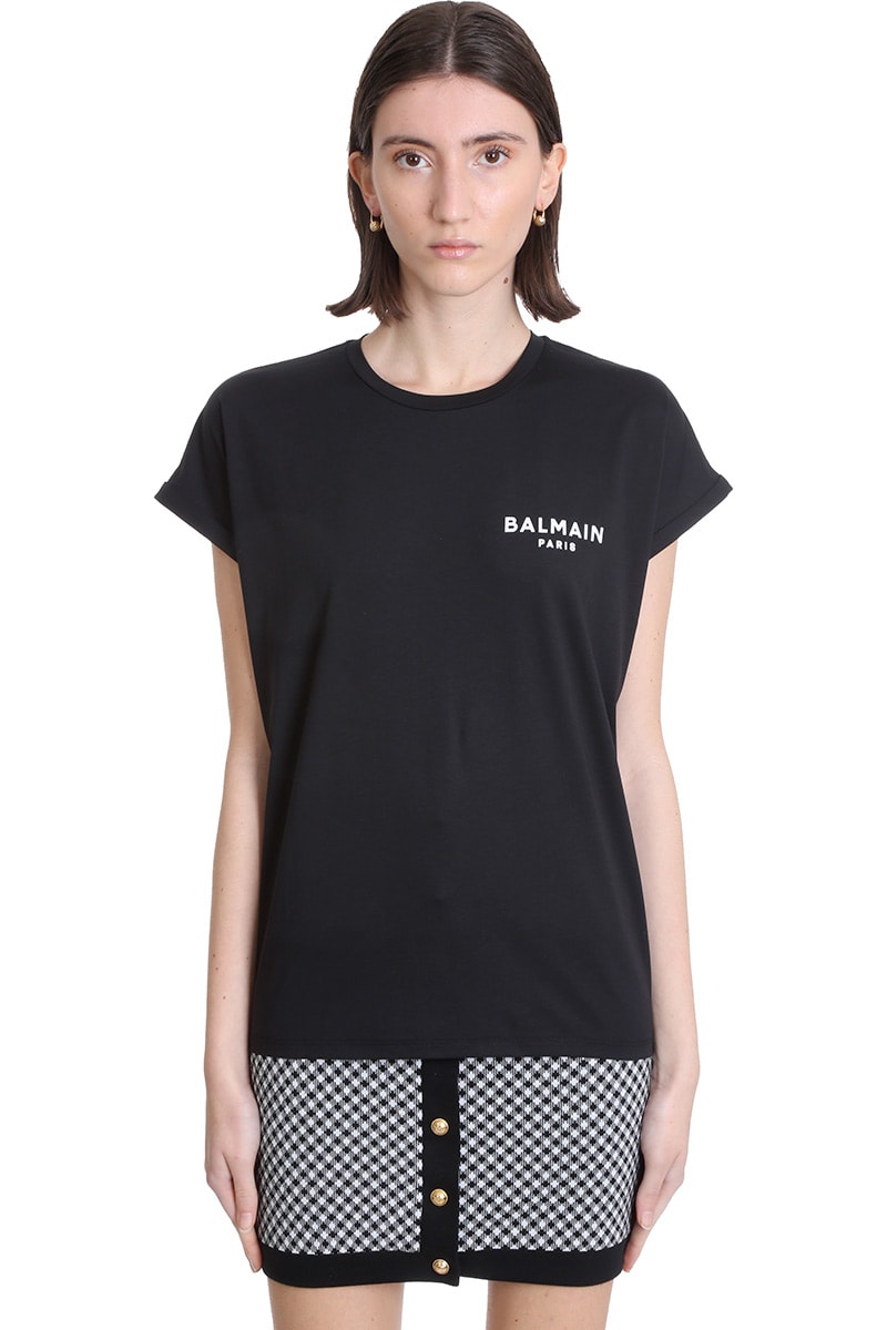 Shop Balmain T-shirt In Black Cotton In Nero/bianco