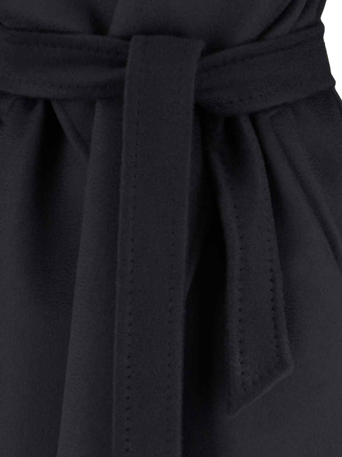 Max Mara Waist Belted Button Detail Hooded Jacket In Black