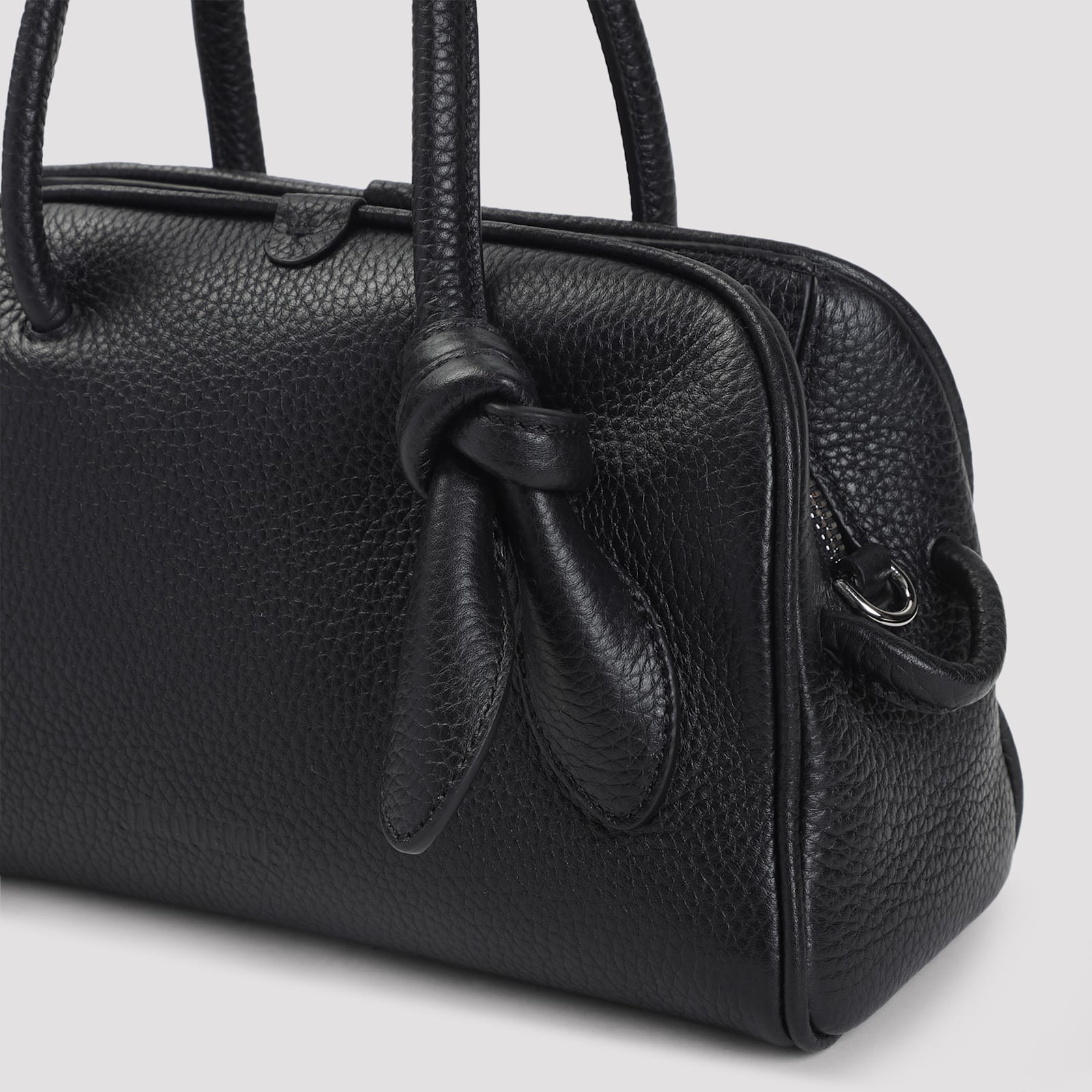 Jacquemus Small Turismo Grained Leather Top Handle Bag In Black