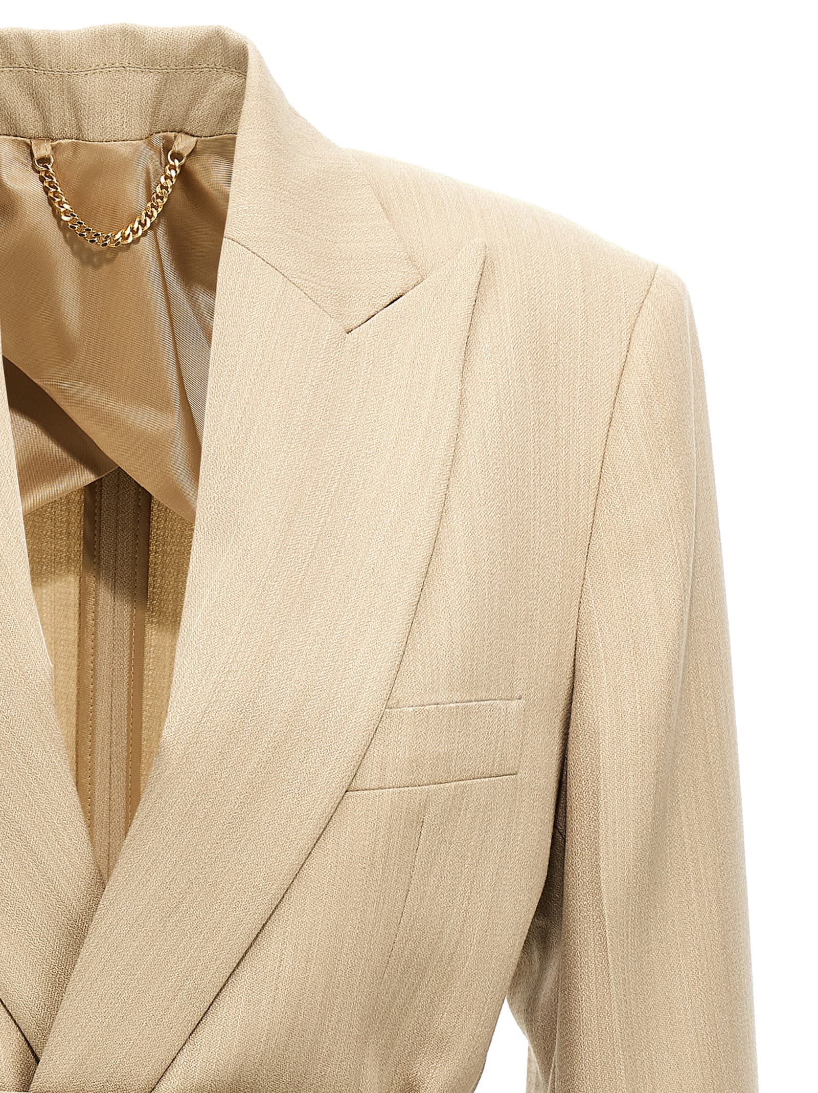 Shop Victoria Beckham Belt Blazer In Beige
