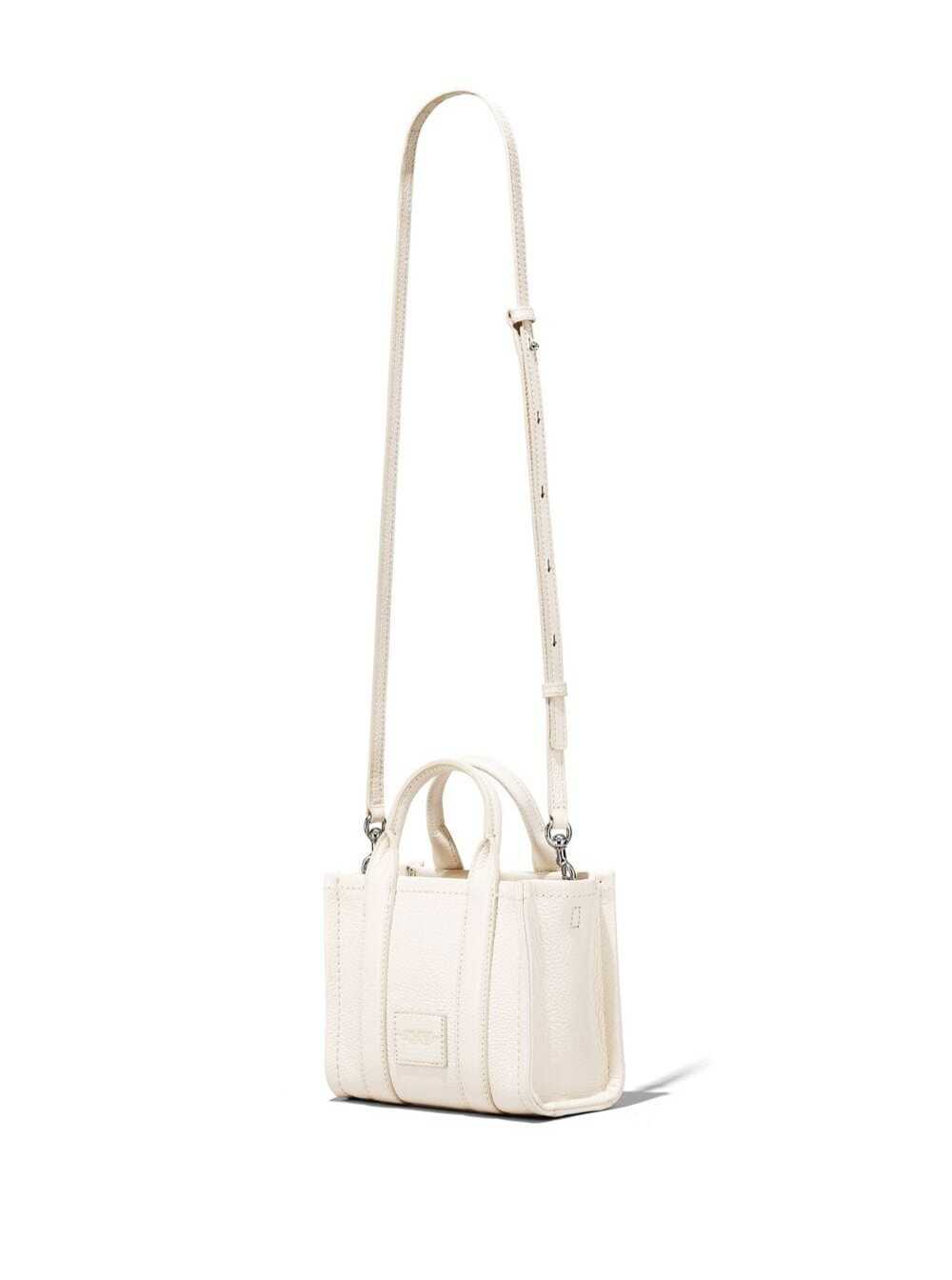 Shop Marc Jacobs The Micro Tote Bag White Shoulder Bag With Logo In Grainy Leather Woman