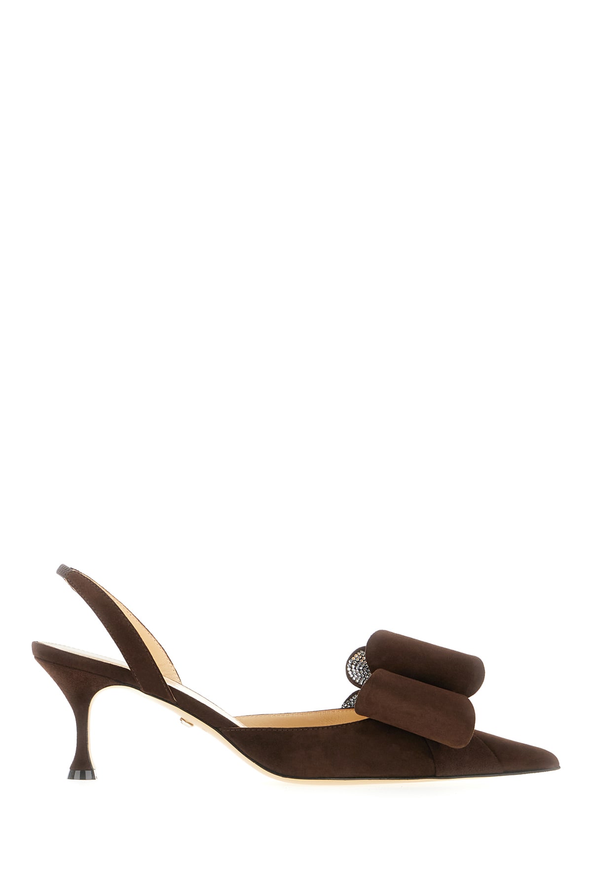 Mach &amp; Mach Chocolate Suede Leather Le Cadeau Pumps In Dark Brown