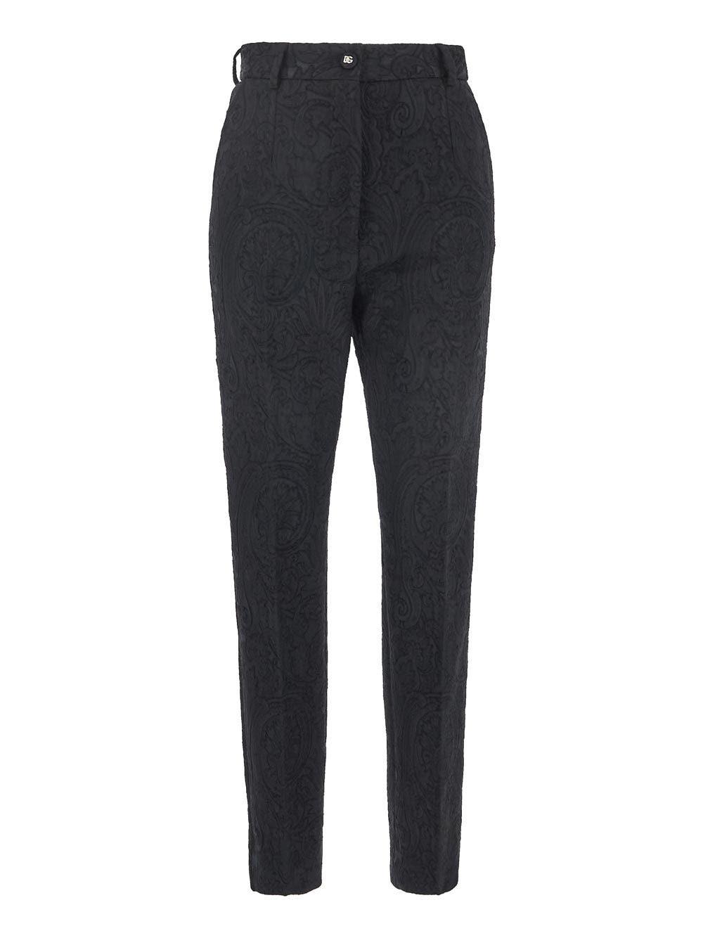 Shop Dolce & Gabbana High-waisted Ornamental Jacquard Pants