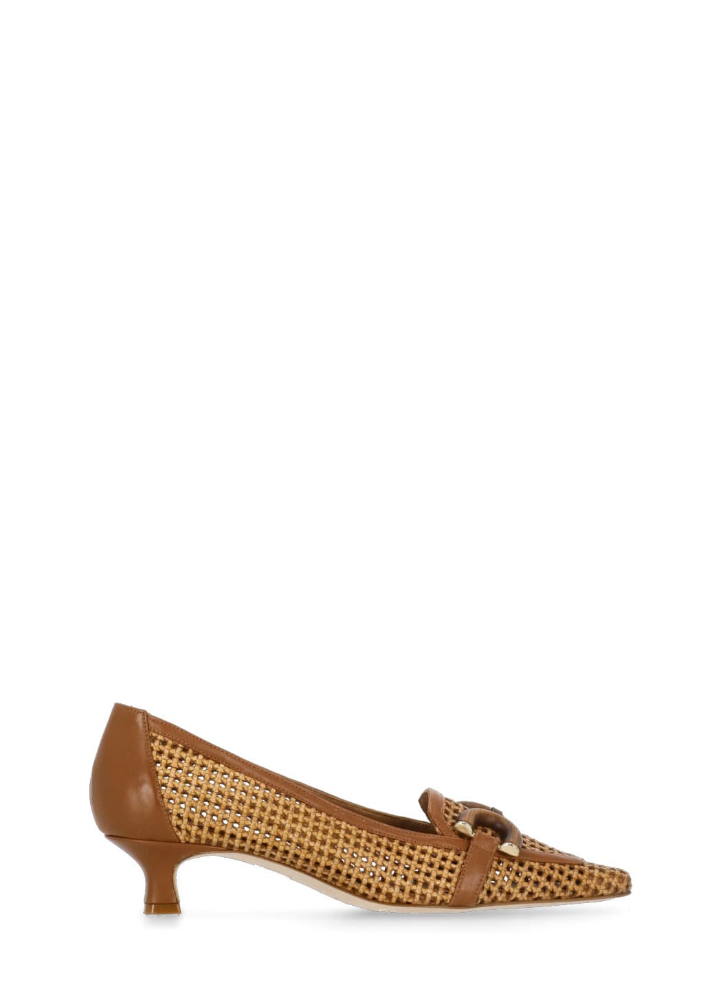 The Seller 40mm Woven Leather Pumps In Brown