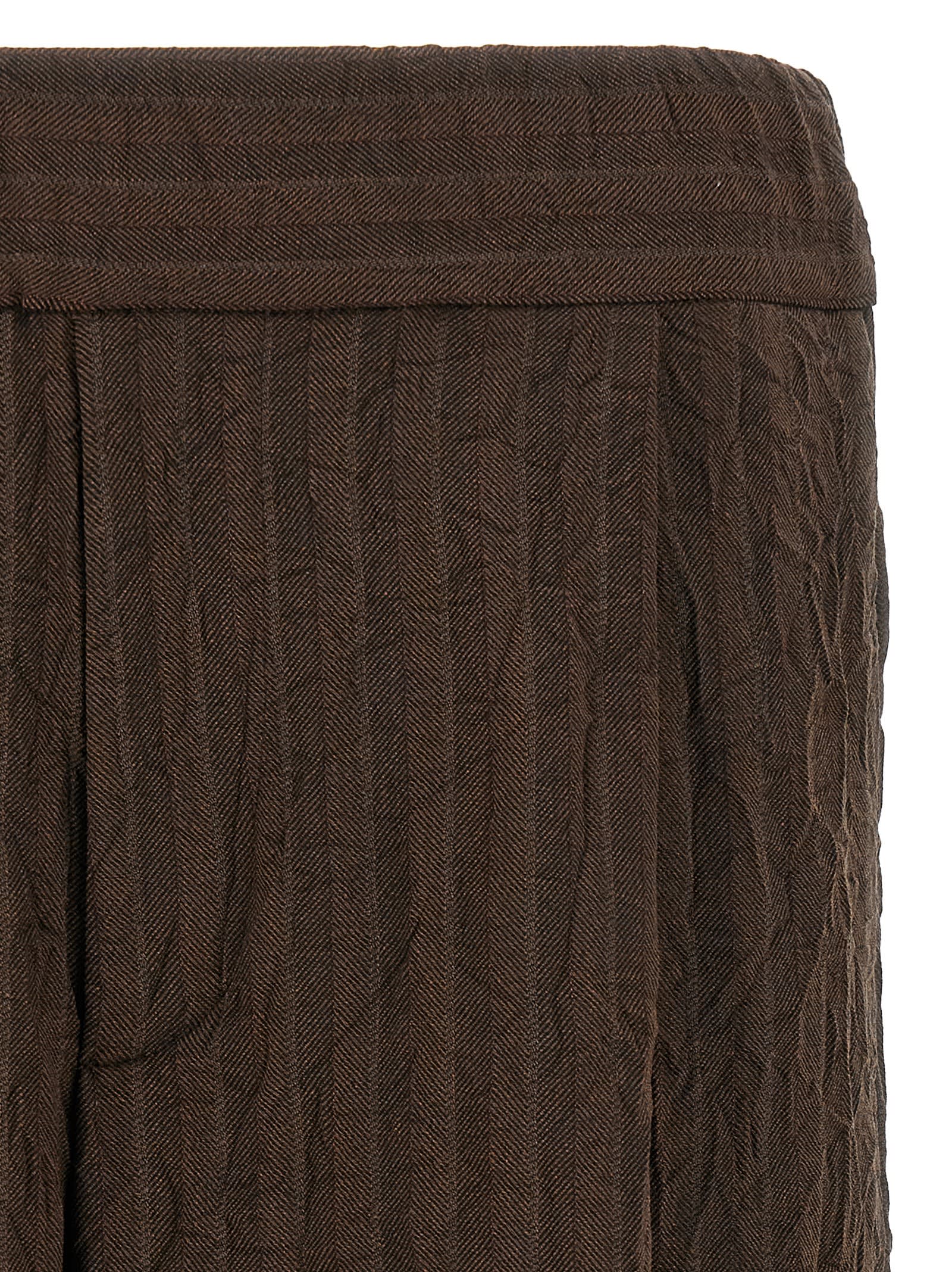 Dries Van Noten Crinkled Knee Length Pleated Bermuda Shorts In Brown