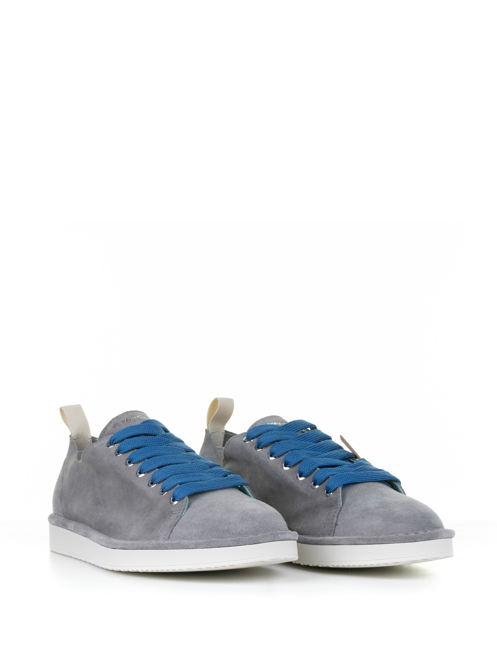 Shop Pànchic Gray Suede Sneaker In Vibrant Gray- True Blue