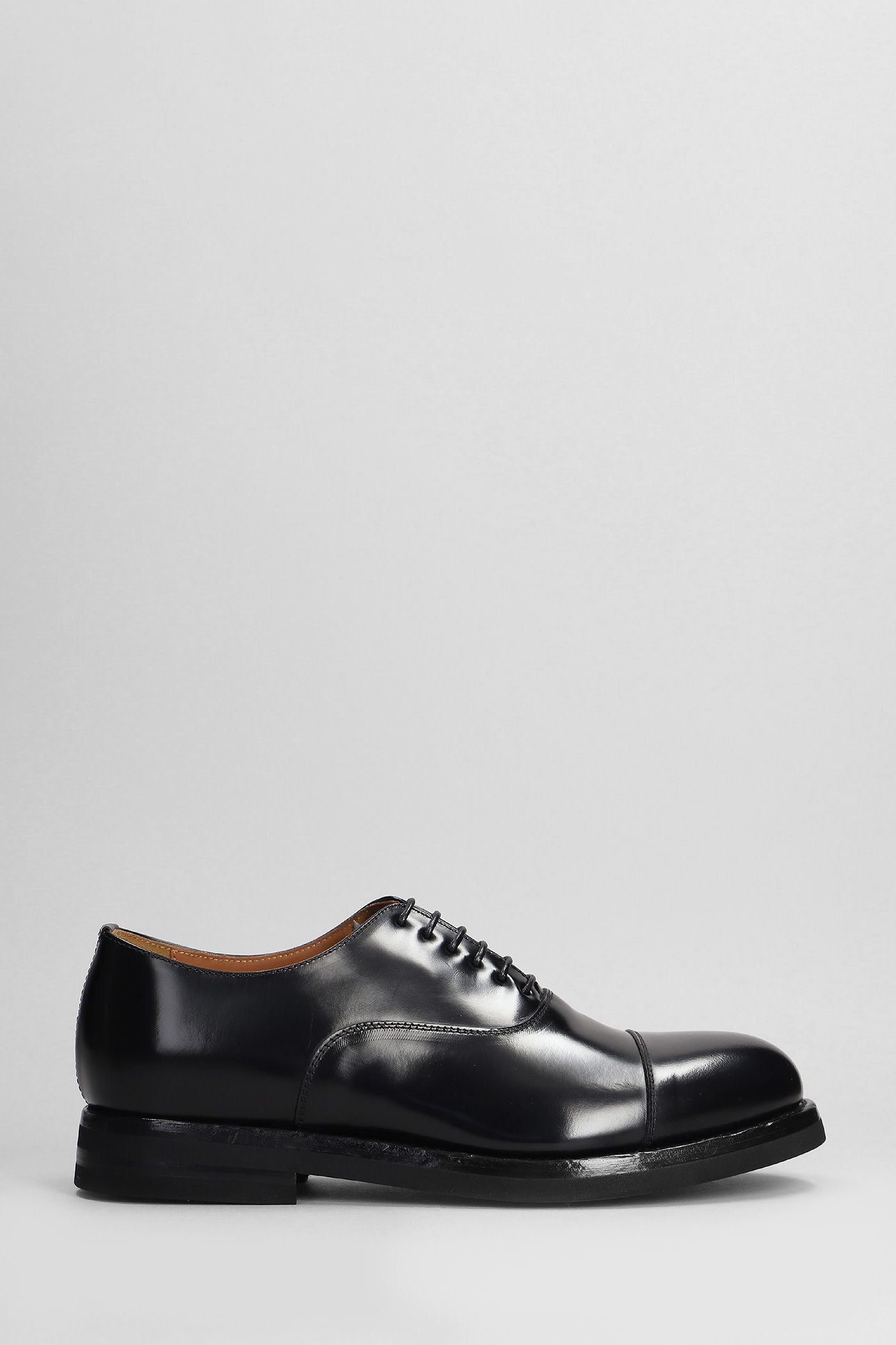 Shop Green George Lace Up Shoes In Black Leather