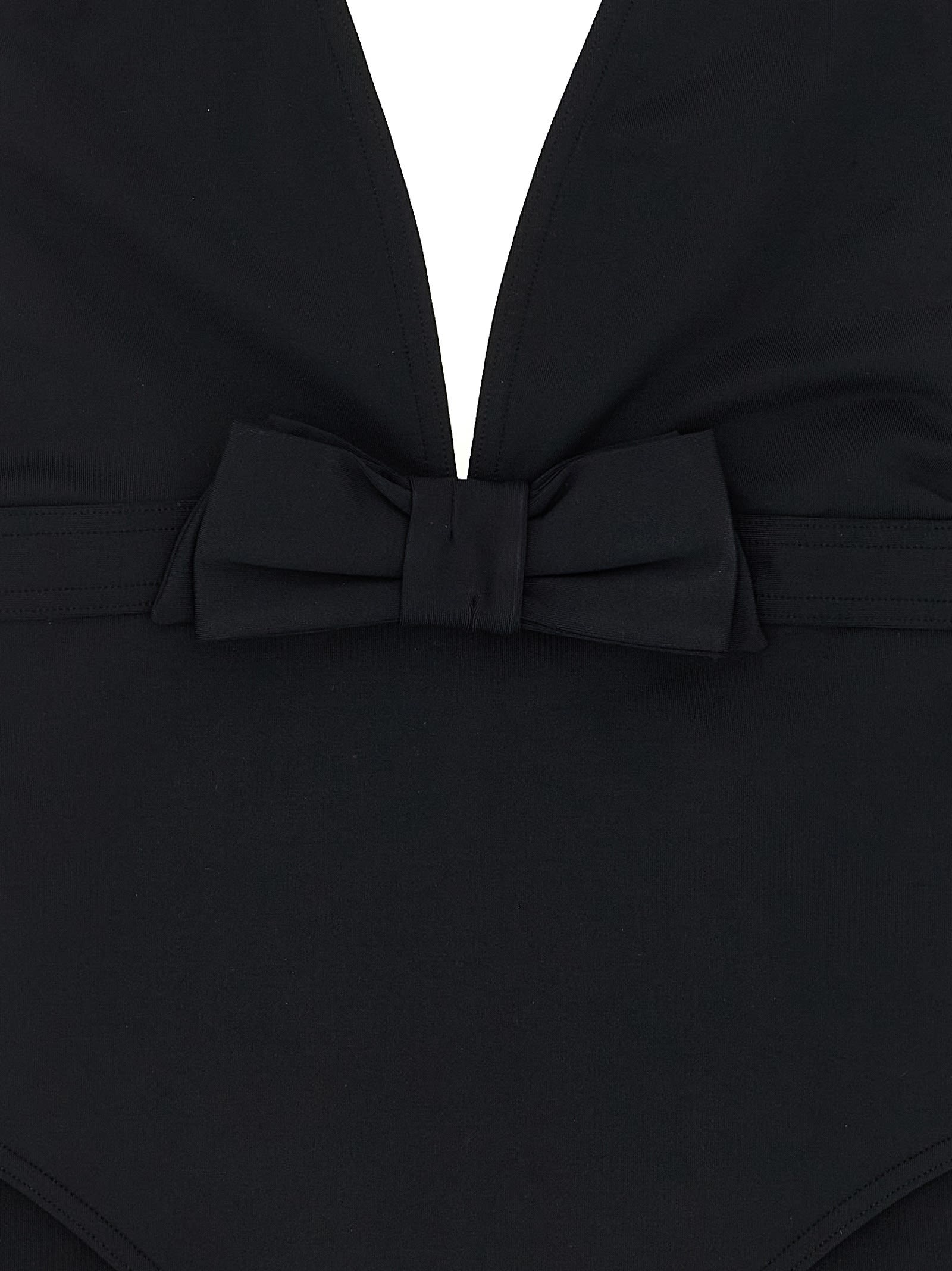 Eres Couture Bow-detailed Halterneck Swimsuit In Black