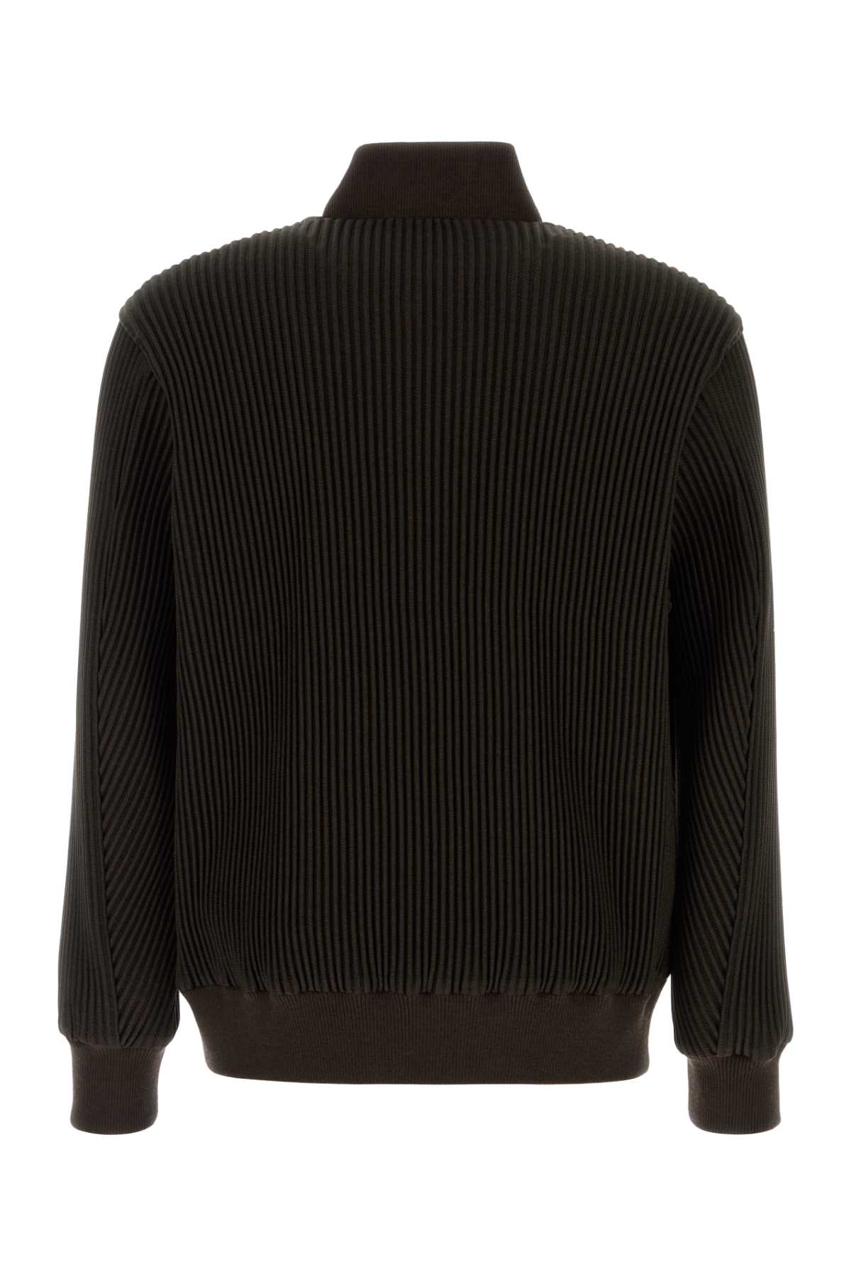 Issey Miyake Brown Kersey Pleats Bomber Jacket In Brown