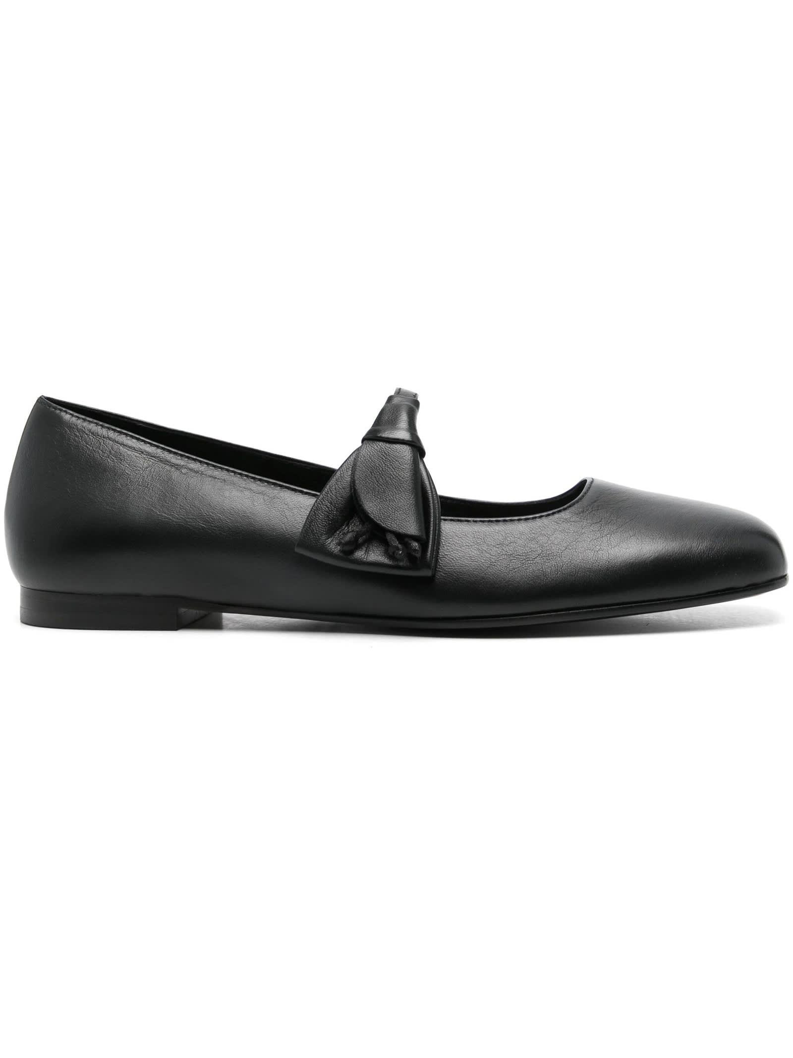 Shop Gia Borghini Black Calf Leather Ballerina Shoes