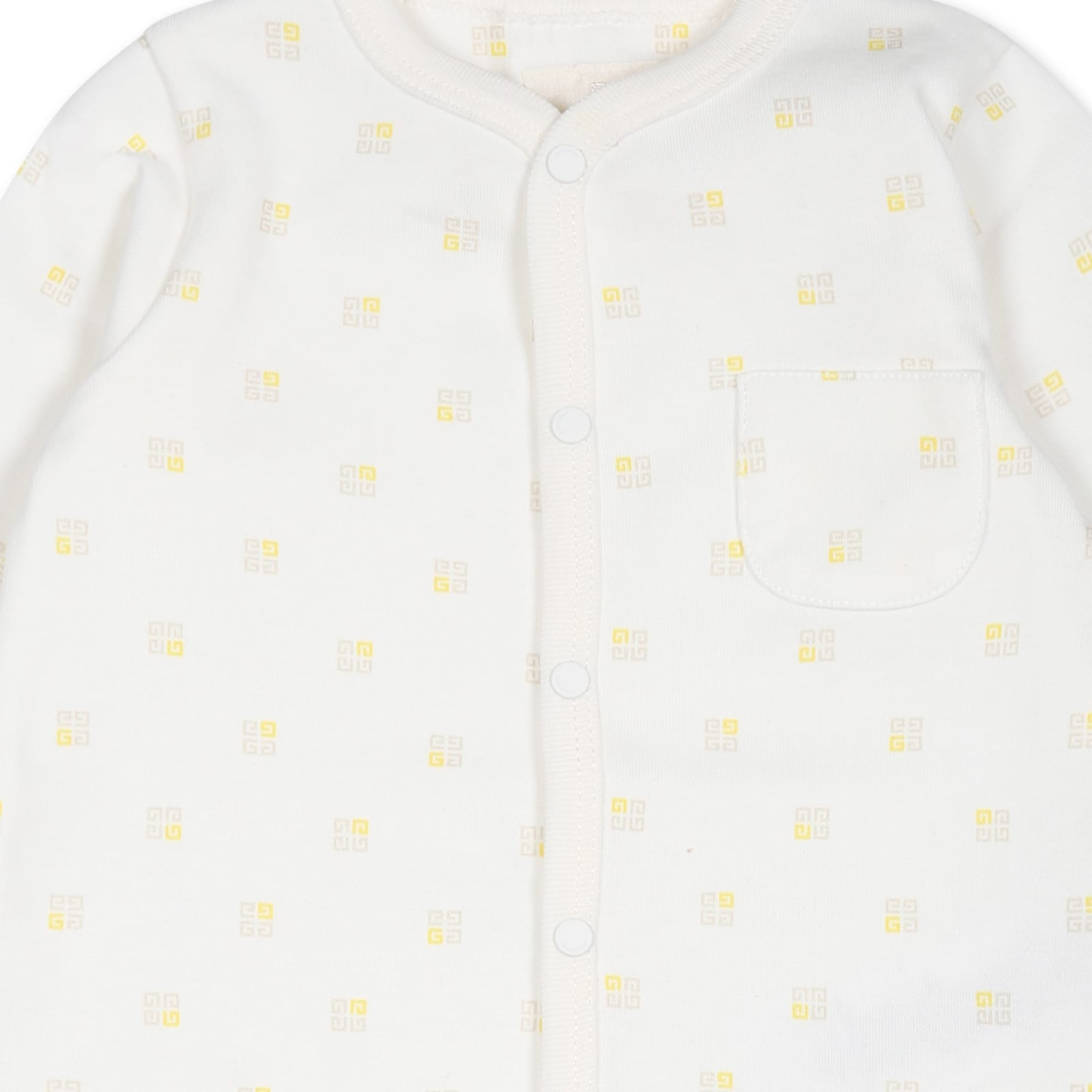 Givenchy Ivory Babygrow For Babykids With 4g Motif In Ivory