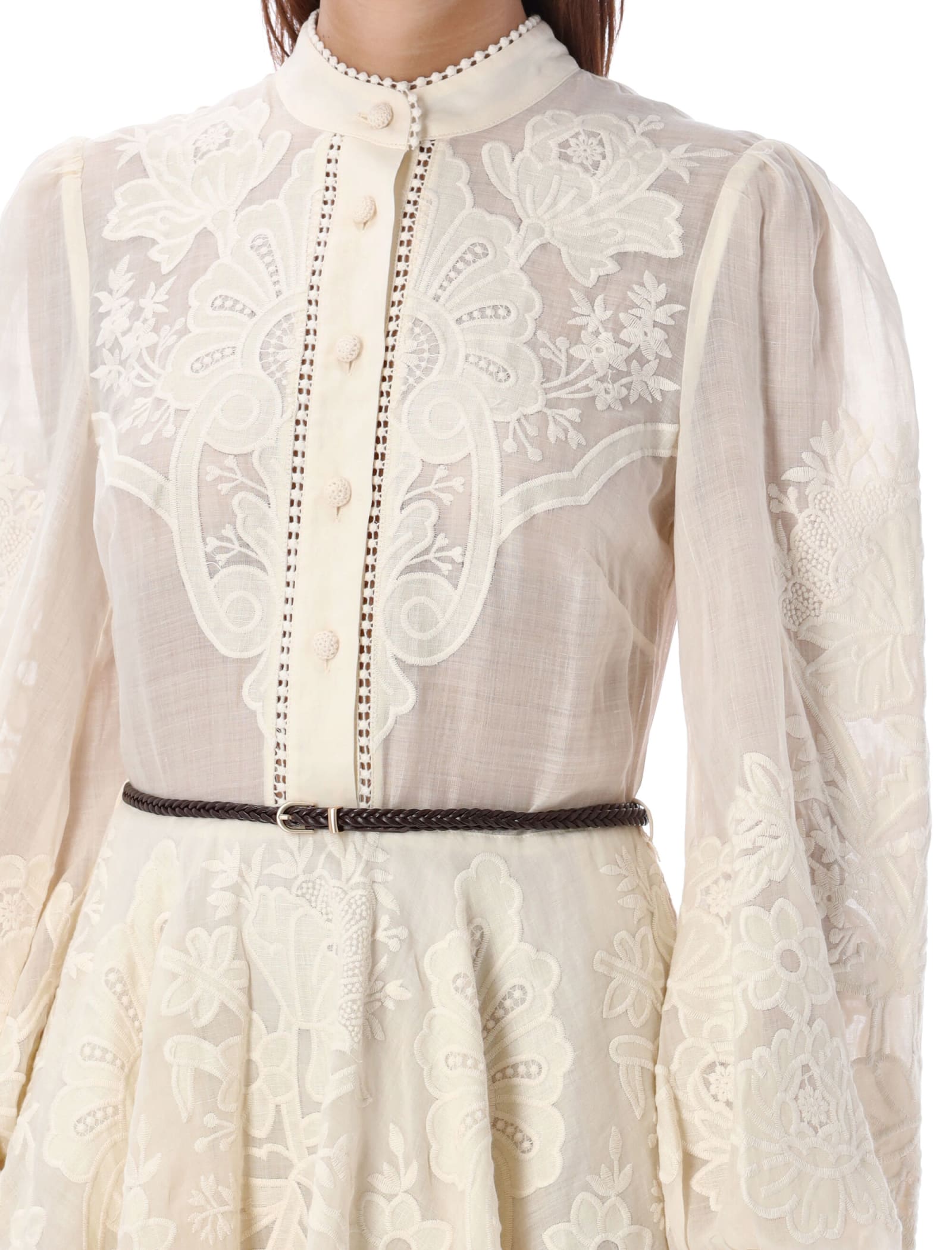 Shop Zimmermann Ottie Mini Dress In Cream