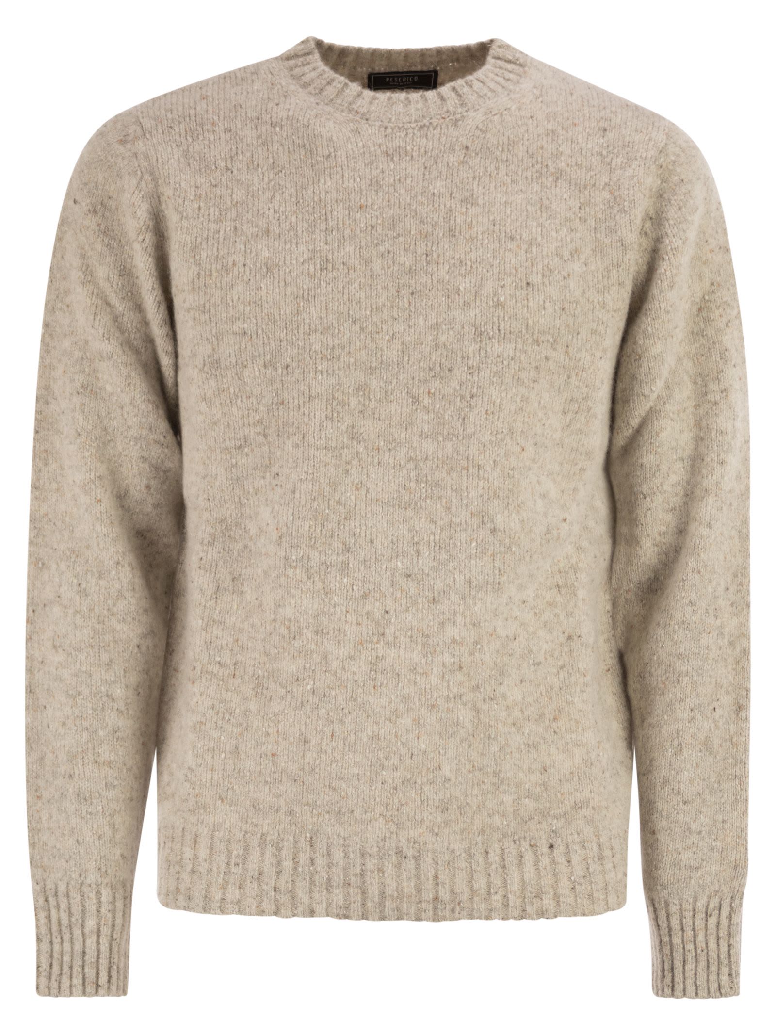 Peserico Long Sleeve Ribbed Sweater In Sand