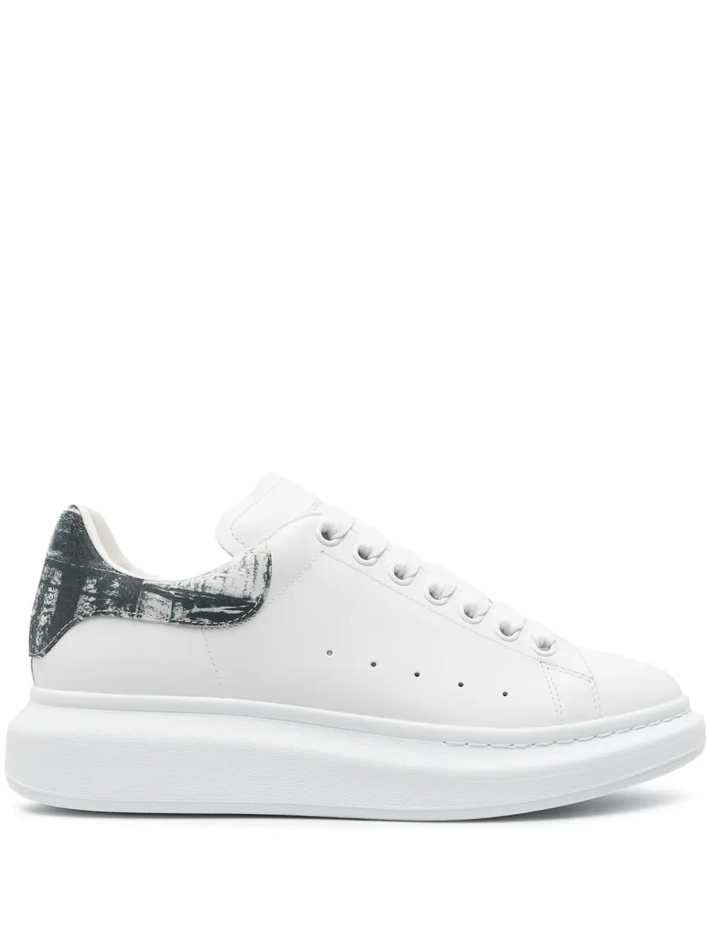 White Oversized Sneakers With Fold Print