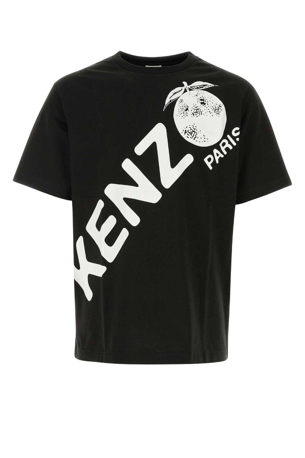 Shop Kenzo Logo Printed Crewneck T-shirt In Nero