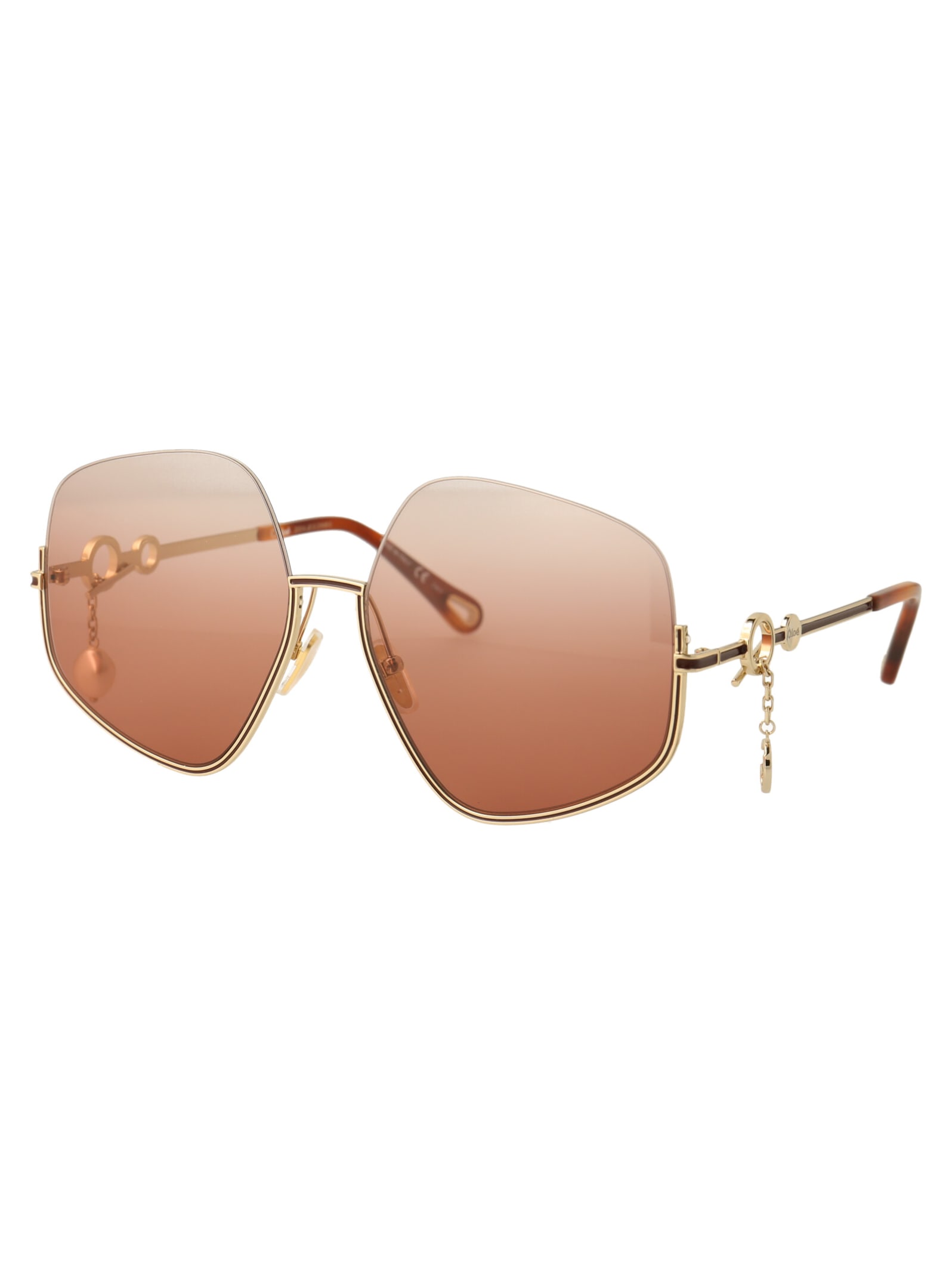 Shop Chloé Ch0068s Sunglasses In 002 Gold Gold Orange