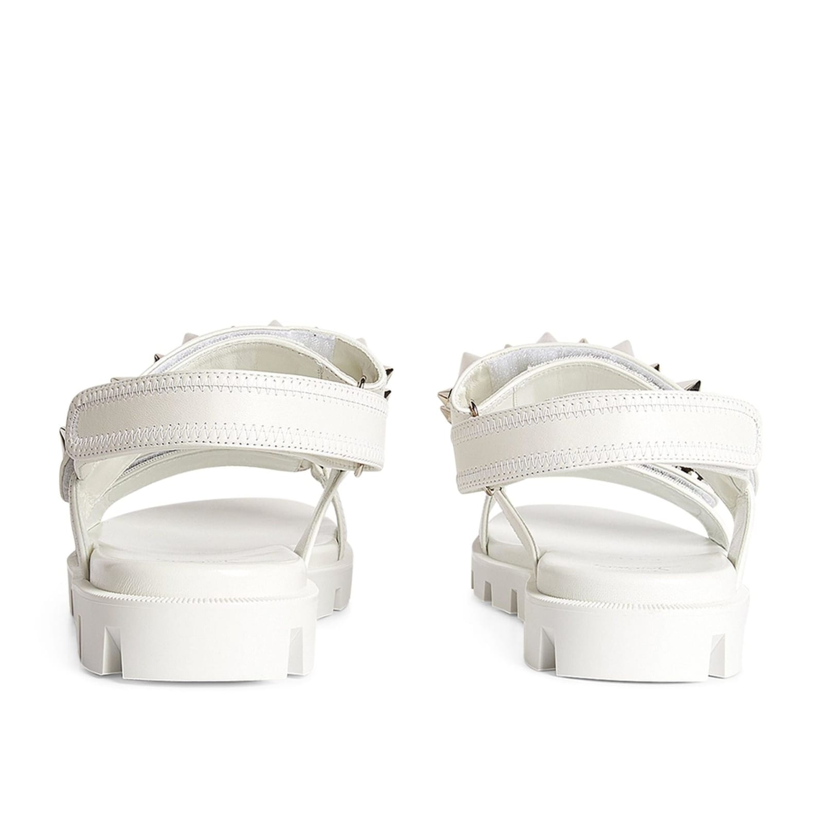 Shop Christian Louboutin Spikita Cool Leather Sandals In White