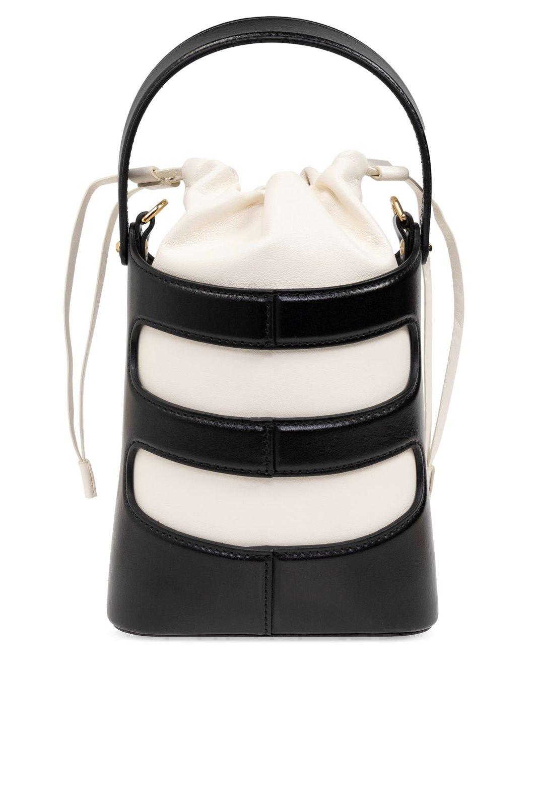 Shop Alexander Mcqueen The Rise Mini Bucket Bag In Black/neutrals