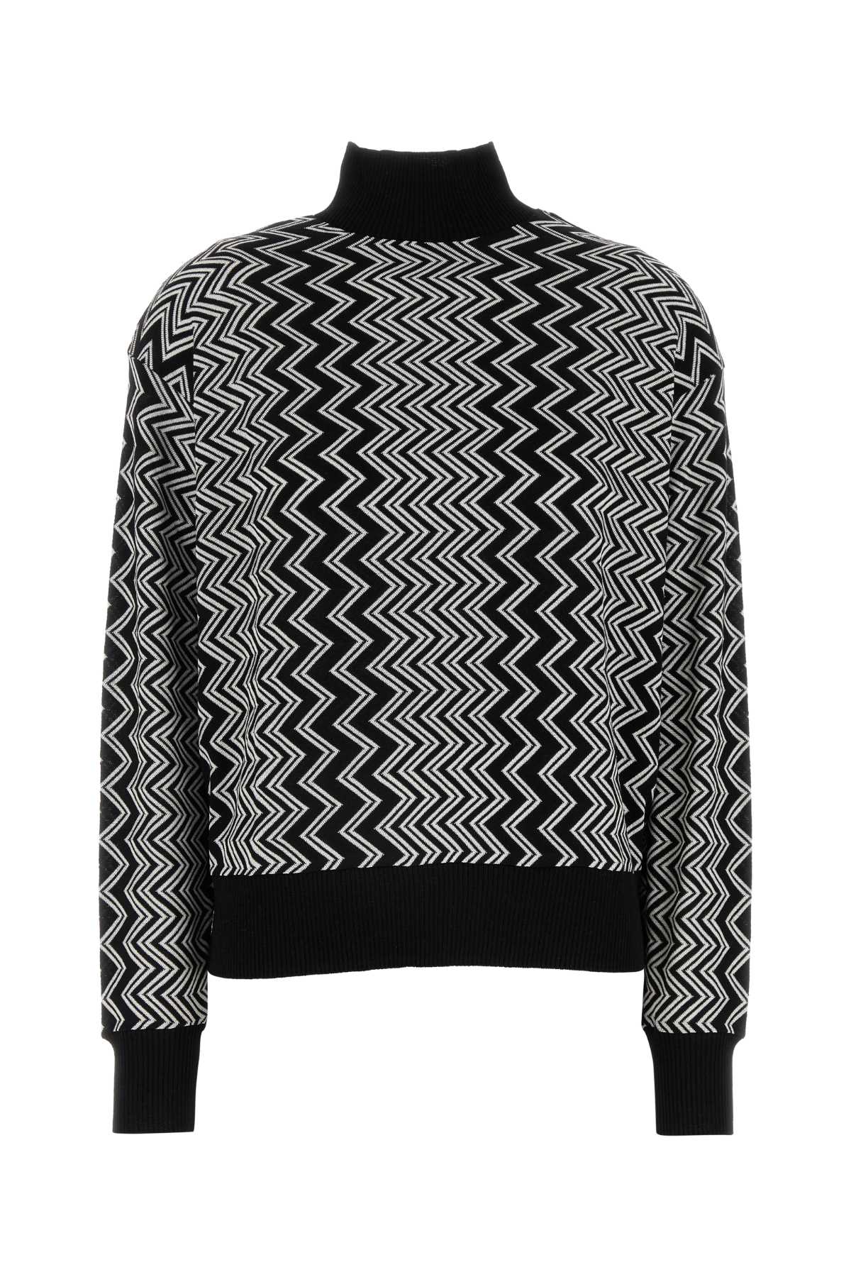 Shop Missoni Embroidered Wool Blend Sweater In Lg Black White