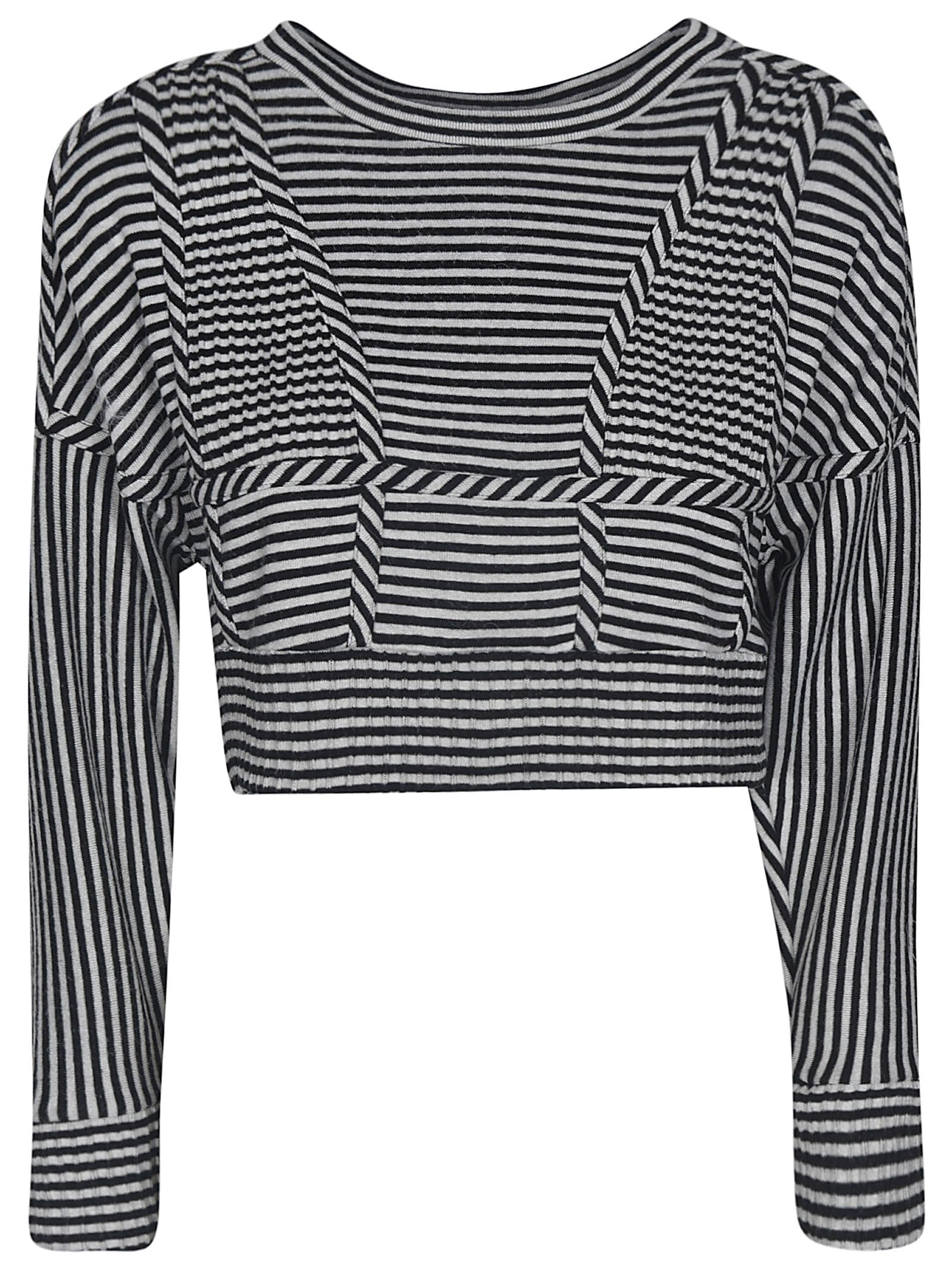 Giovanni Bedin Striped Cropped Top In Grey