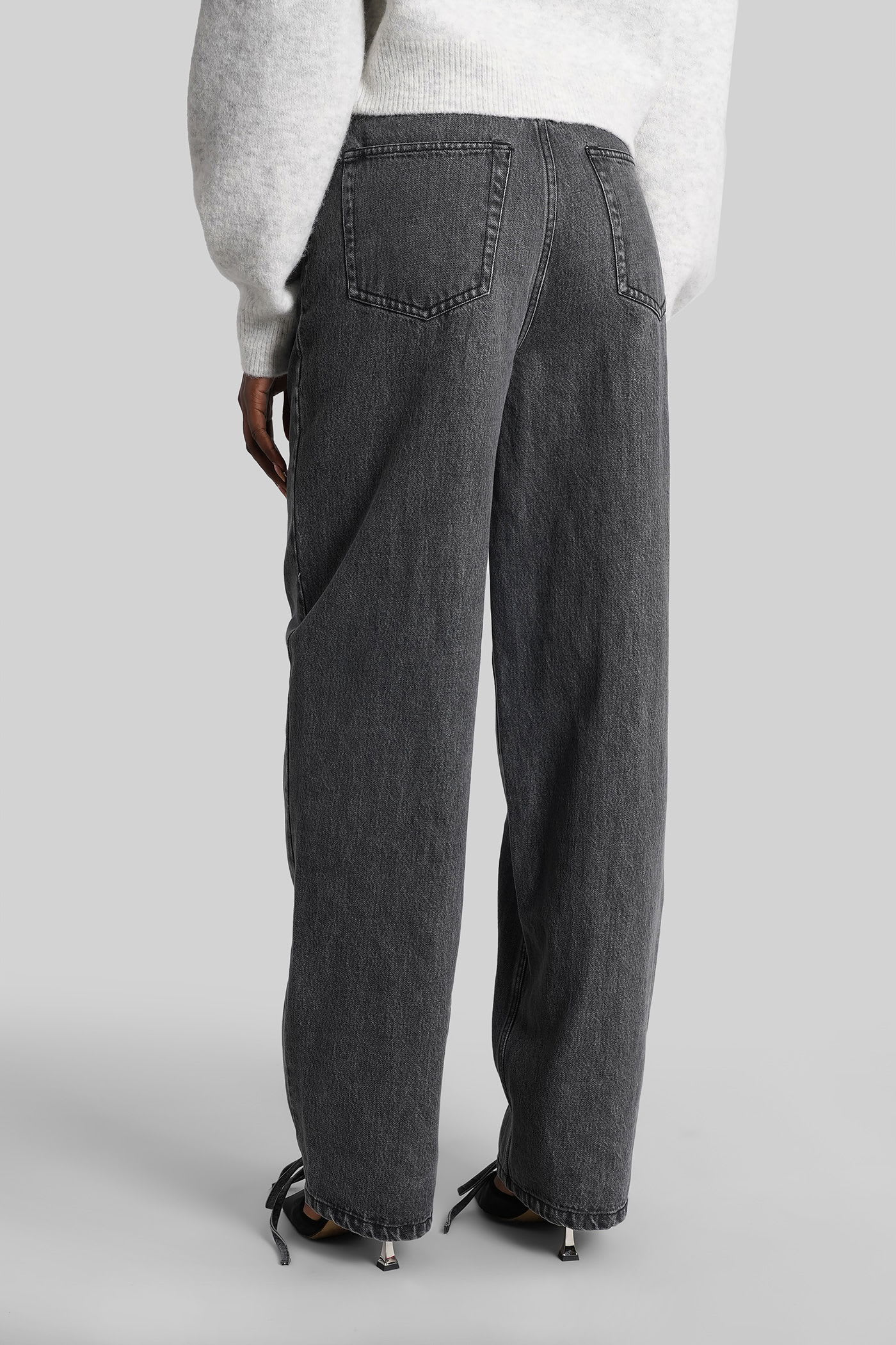 Rotate Birger Christensen Denim Laced Leg Pant In Gray