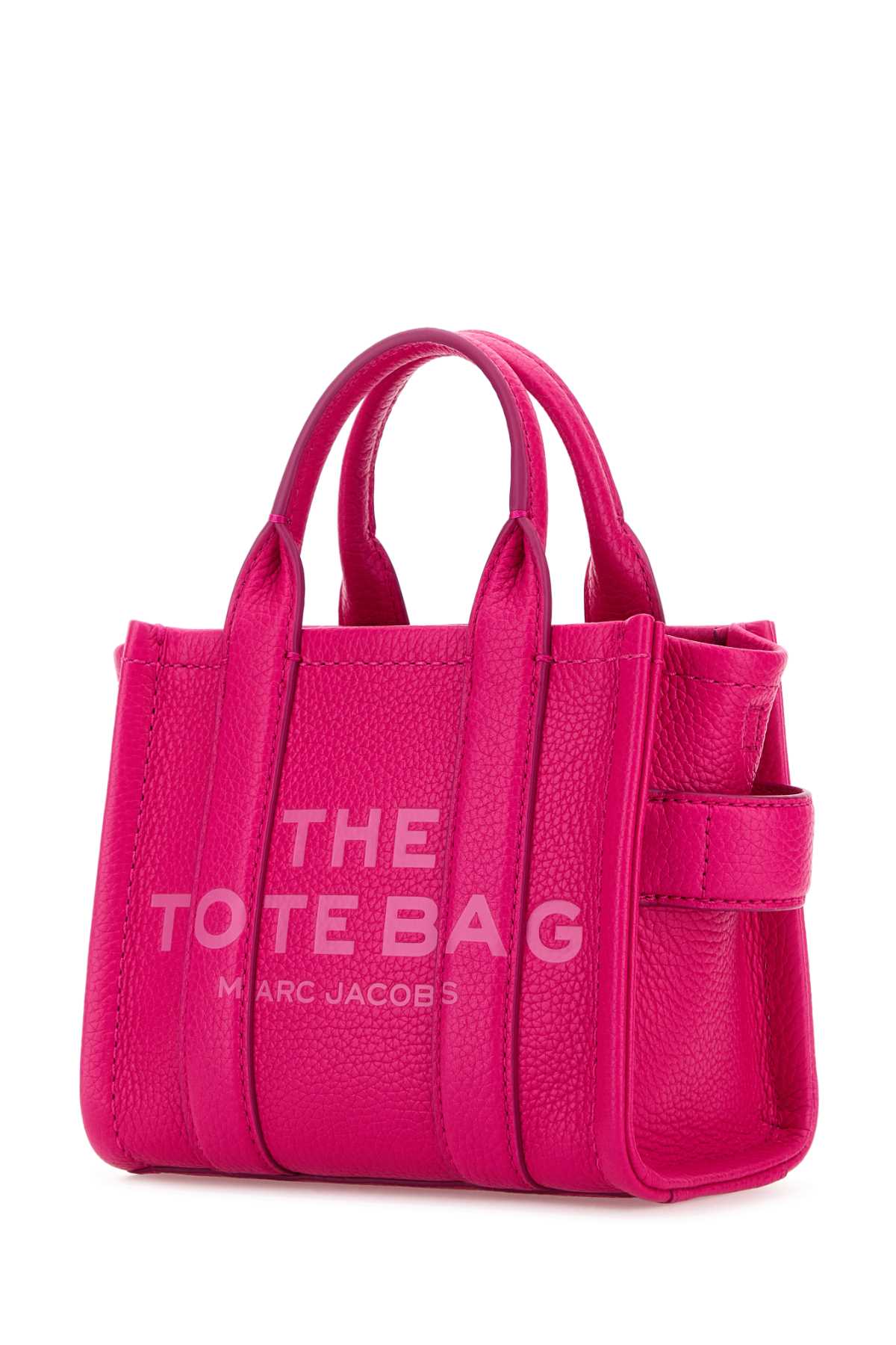 Shop Marc Jacobs Fluo Pink Leather Micro The Tote Bag Handbag In Hotpink