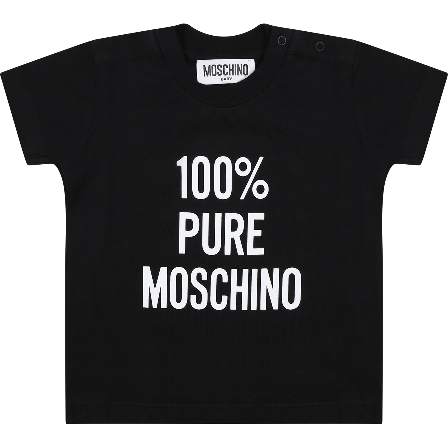 Moschino Kids' Black T-shirt For Babies With Print In Nero