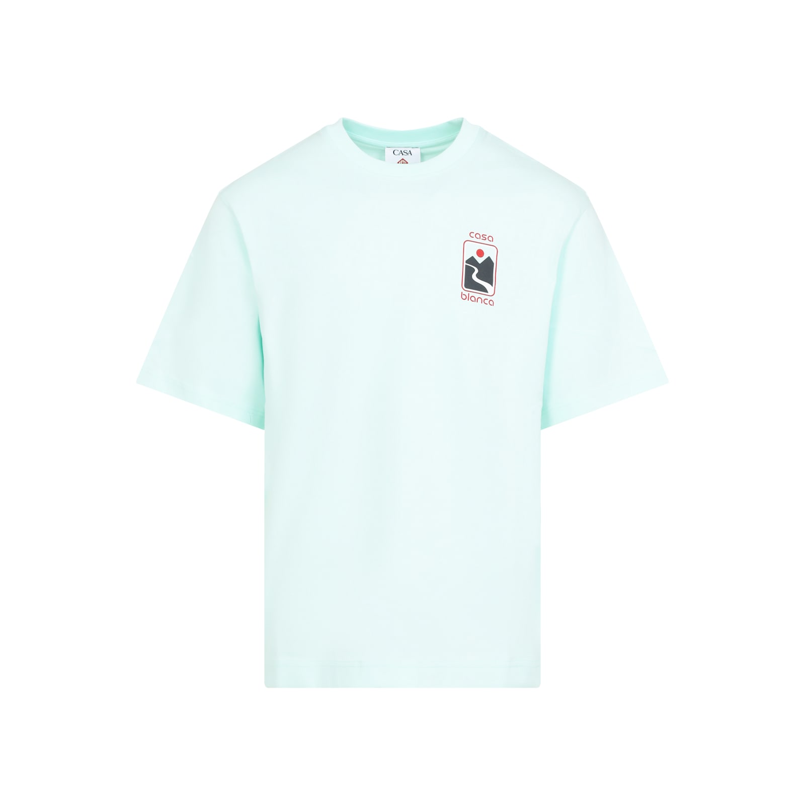 Casablanca Green T-shirt With Crewneck And Logo On The Front And Maxi Logo On The Back In Blue