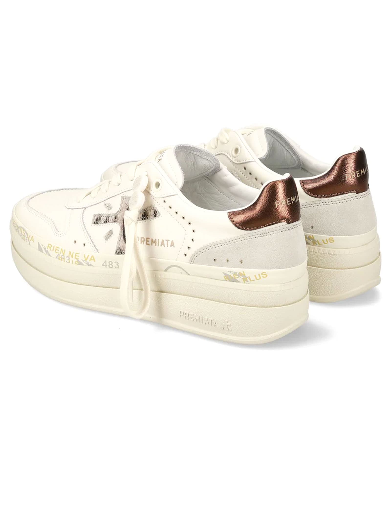 Shop Premiata White Micol Sneakers