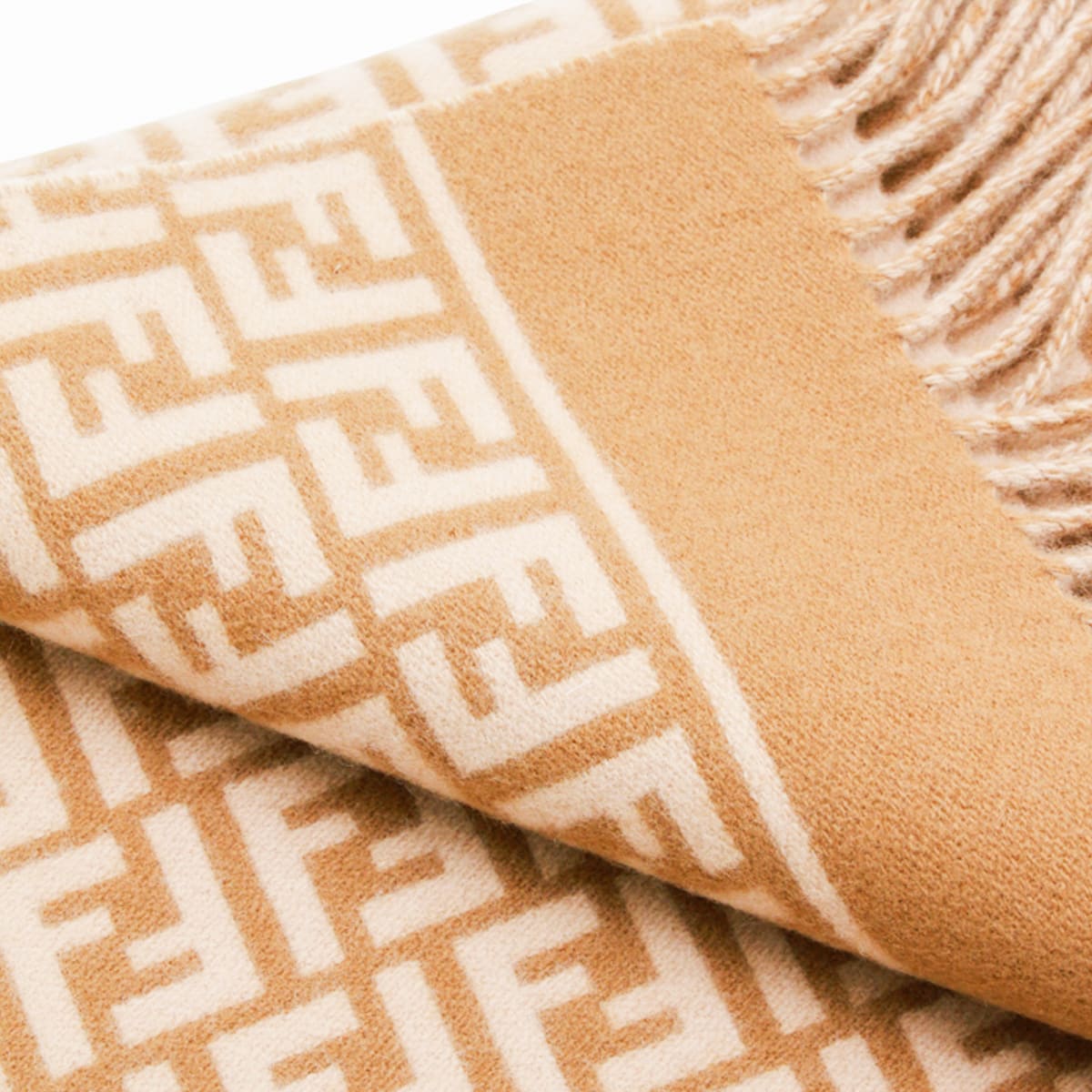 Fendi Camel Wool Scarf In Brown