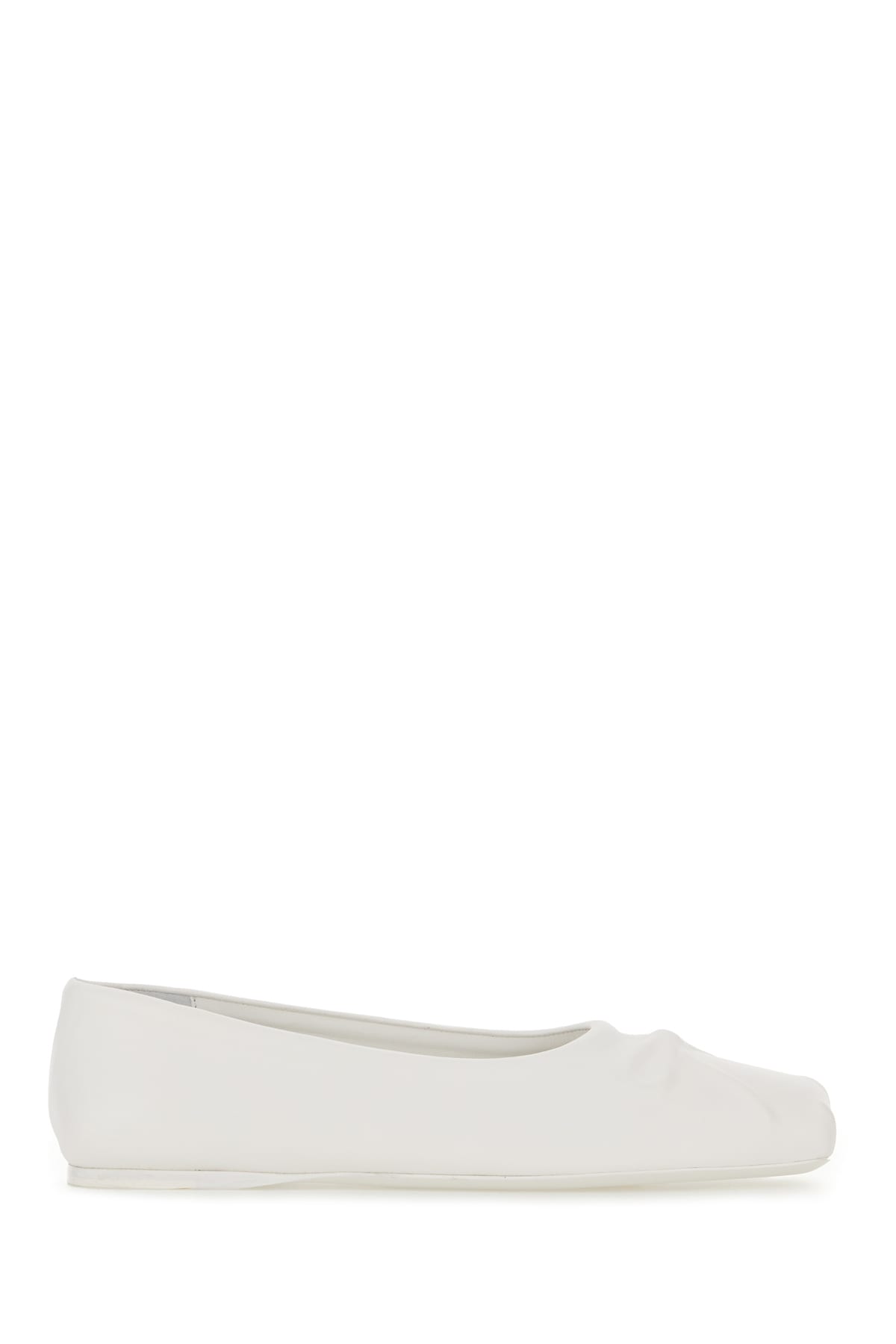 Marni White Nappa Leather Ballerinas In Lily White