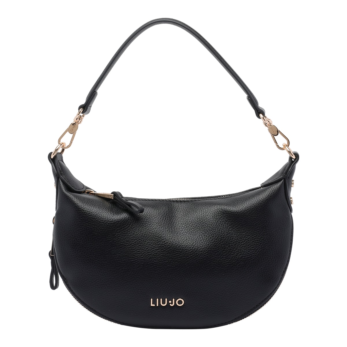 Liu •jo Logo Small Hobo Bag In Black