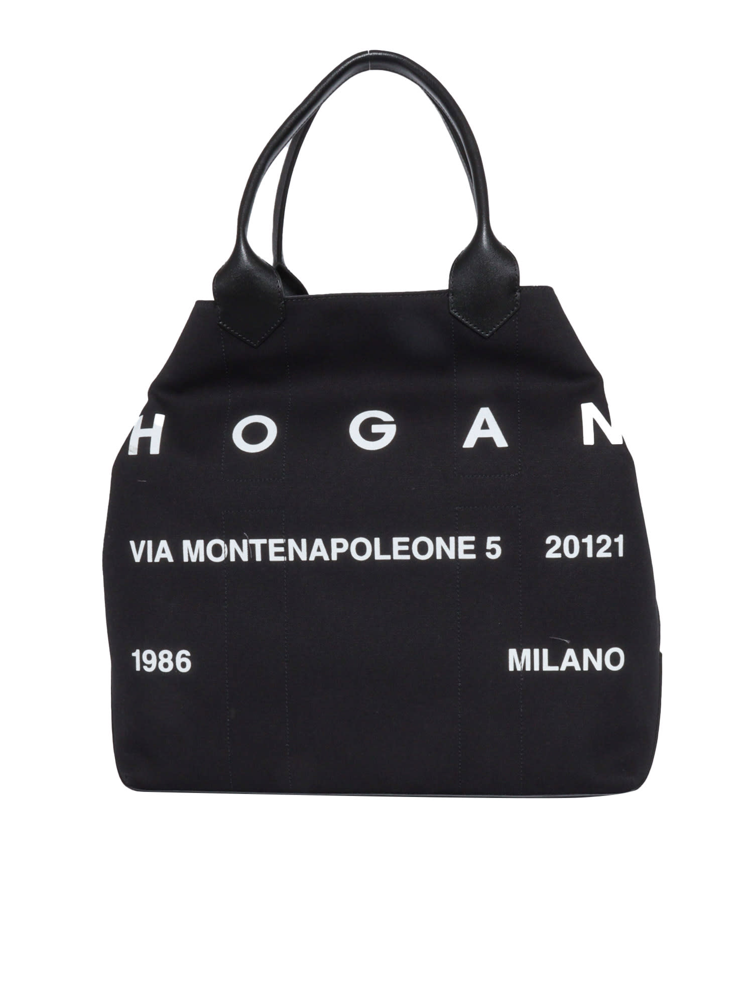 Shop Hogan Script Canvas Shopping Large Bag In Multicolor